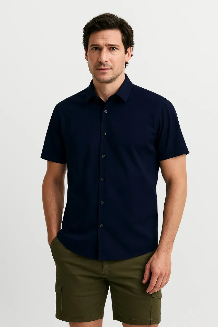SOLID HALF SLEEVE SHIRT FOR MEN - HAITI - NEW ARRIVAL