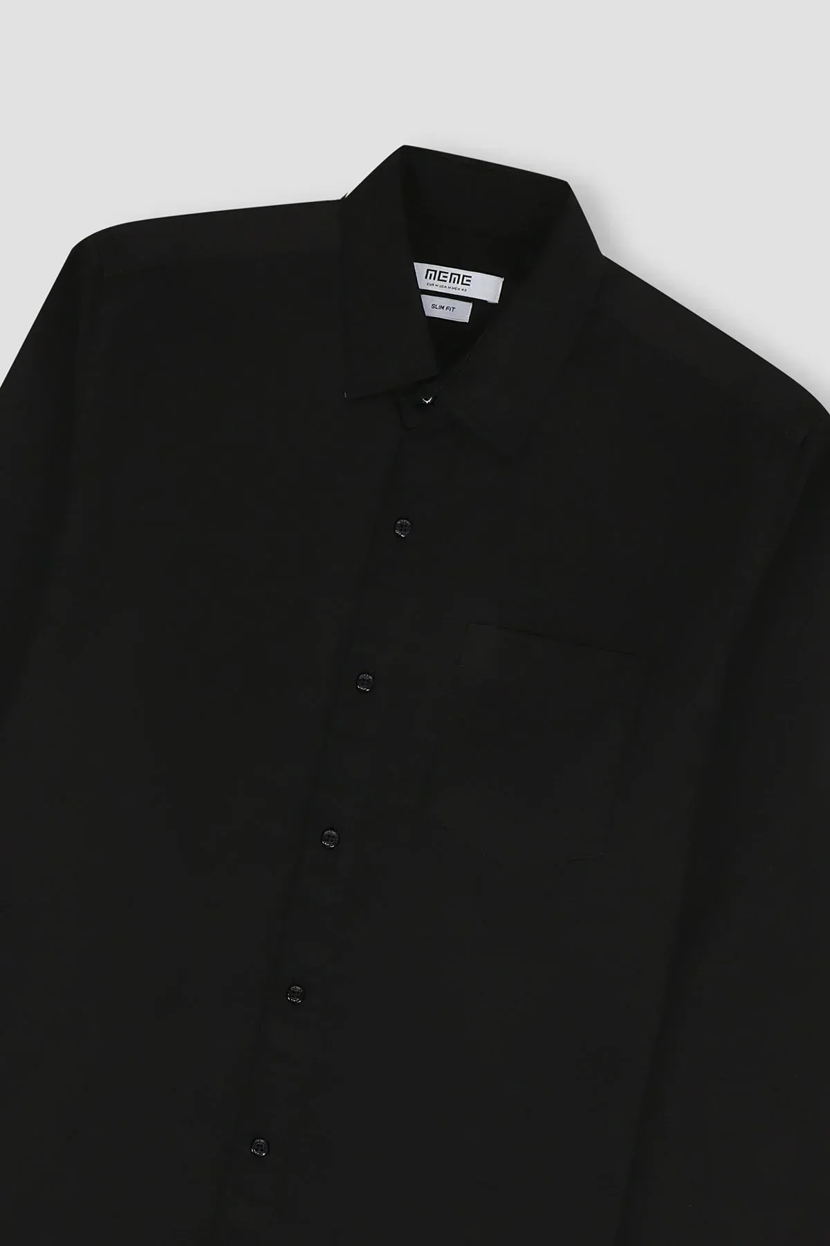 SOLID SHIRT FOR MEN - BLACK - Image 2