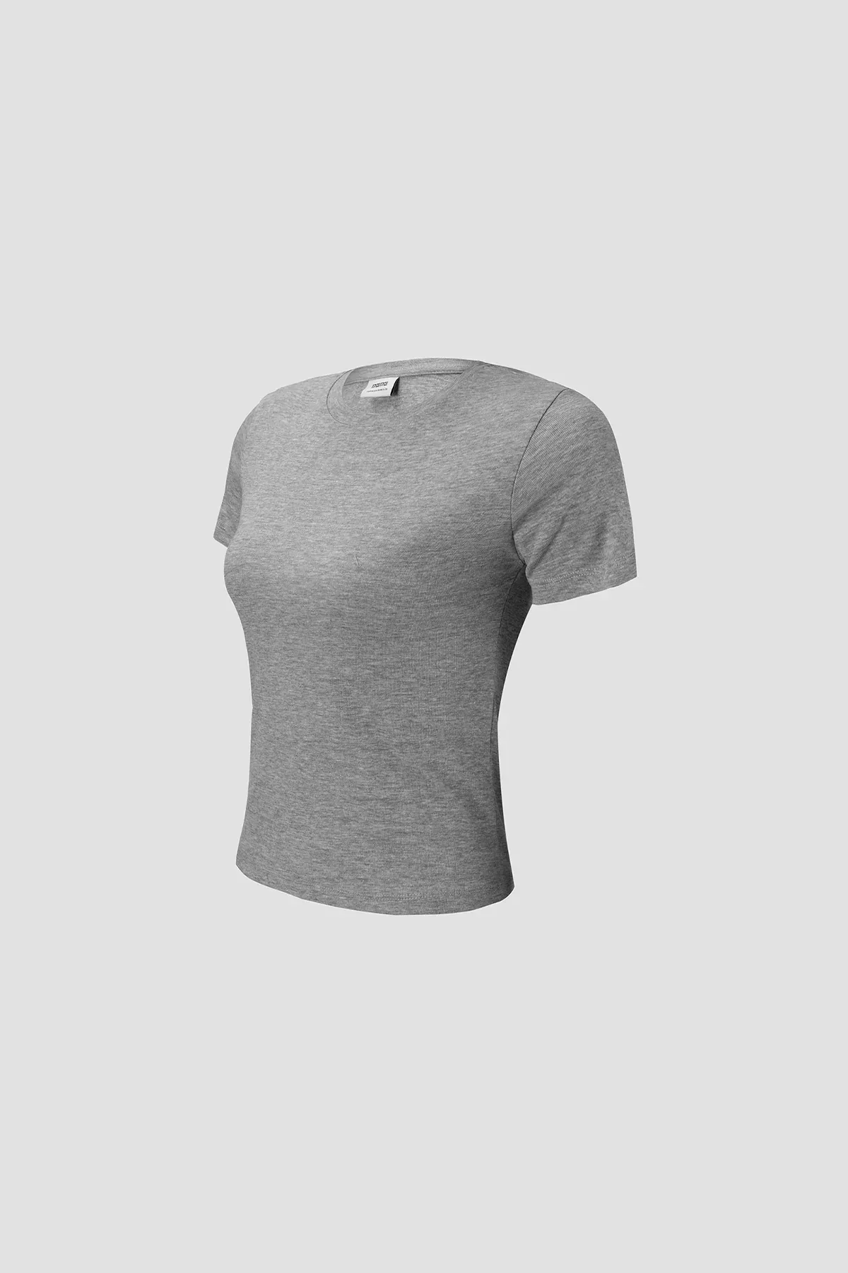 CREW NECK SOLID T-SHIRT FOR WOMEN - HEATHER GREY - Image 2