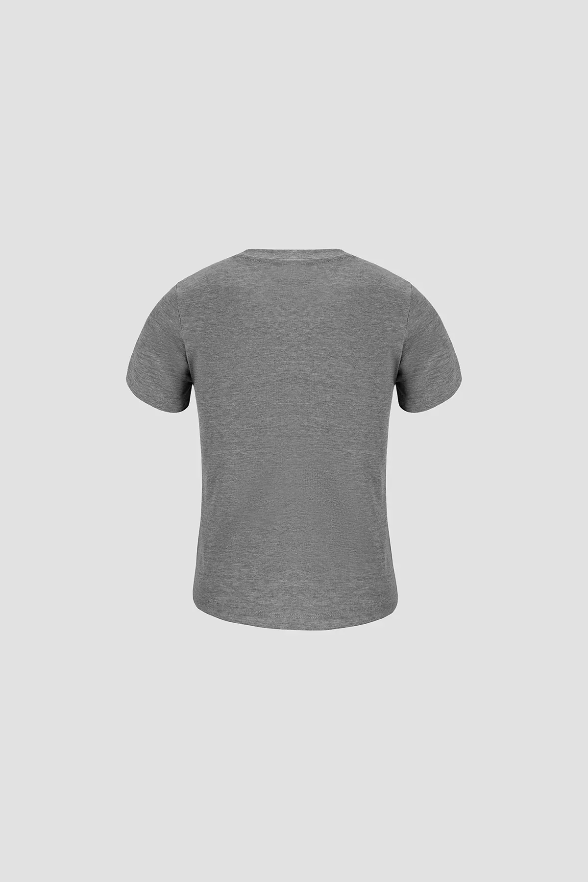 CREW NECK SOLID T-SHIRT FOR WOMEN - HEATHER GREY - Image 3