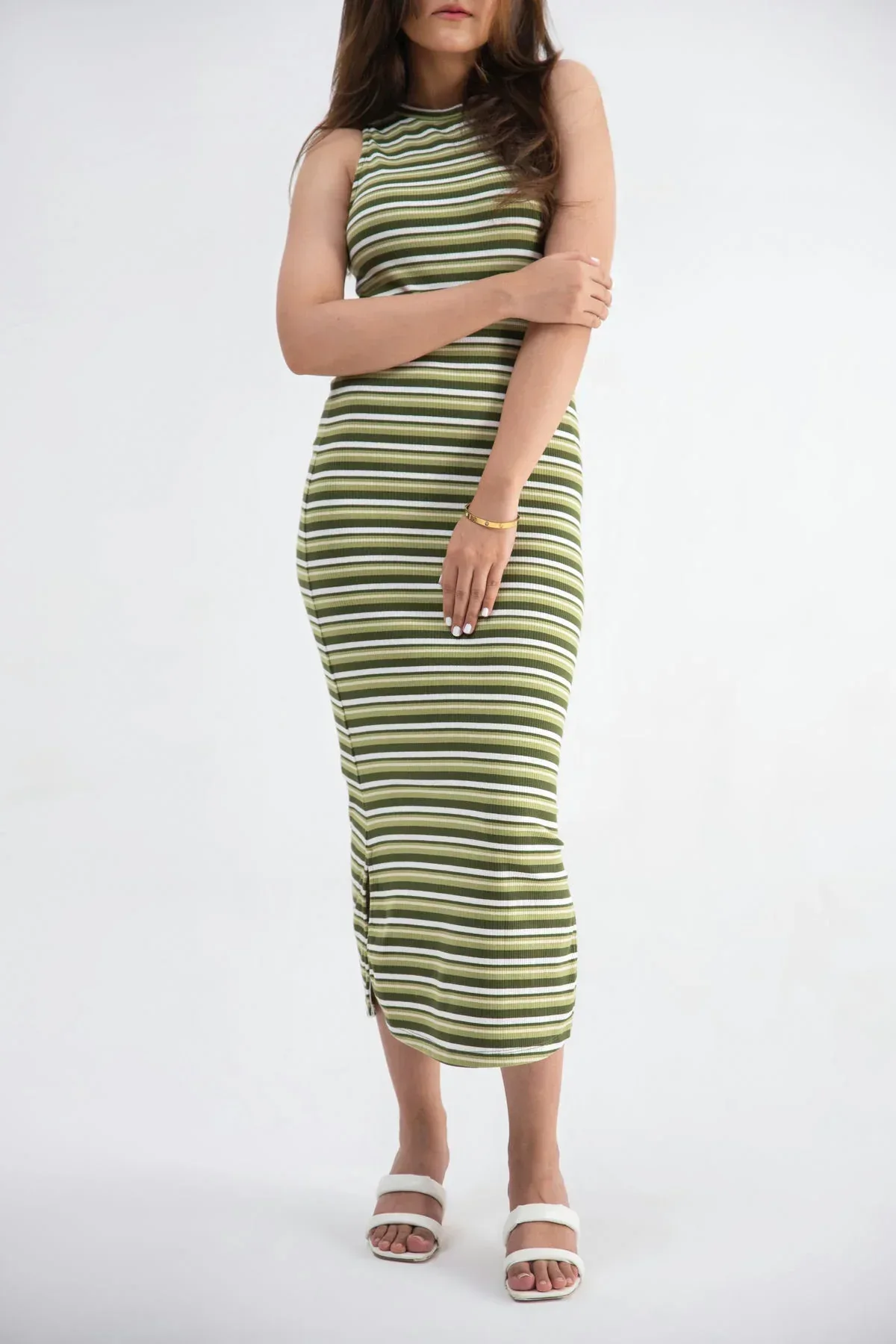 STRIPE BODYCON DRESS FOR WOMEN - CAMO