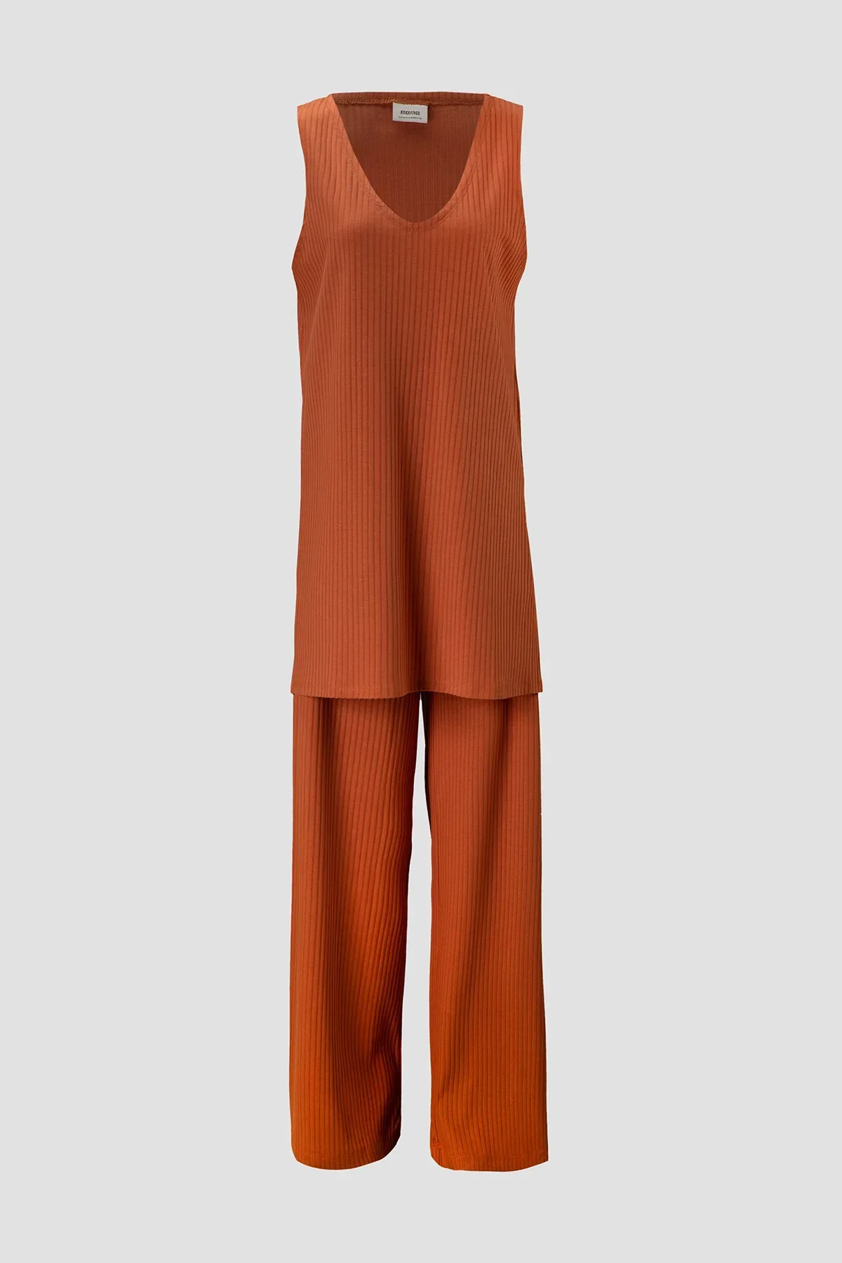 WOMEN SLEEVELESS CO-ORD SET - COGNAC