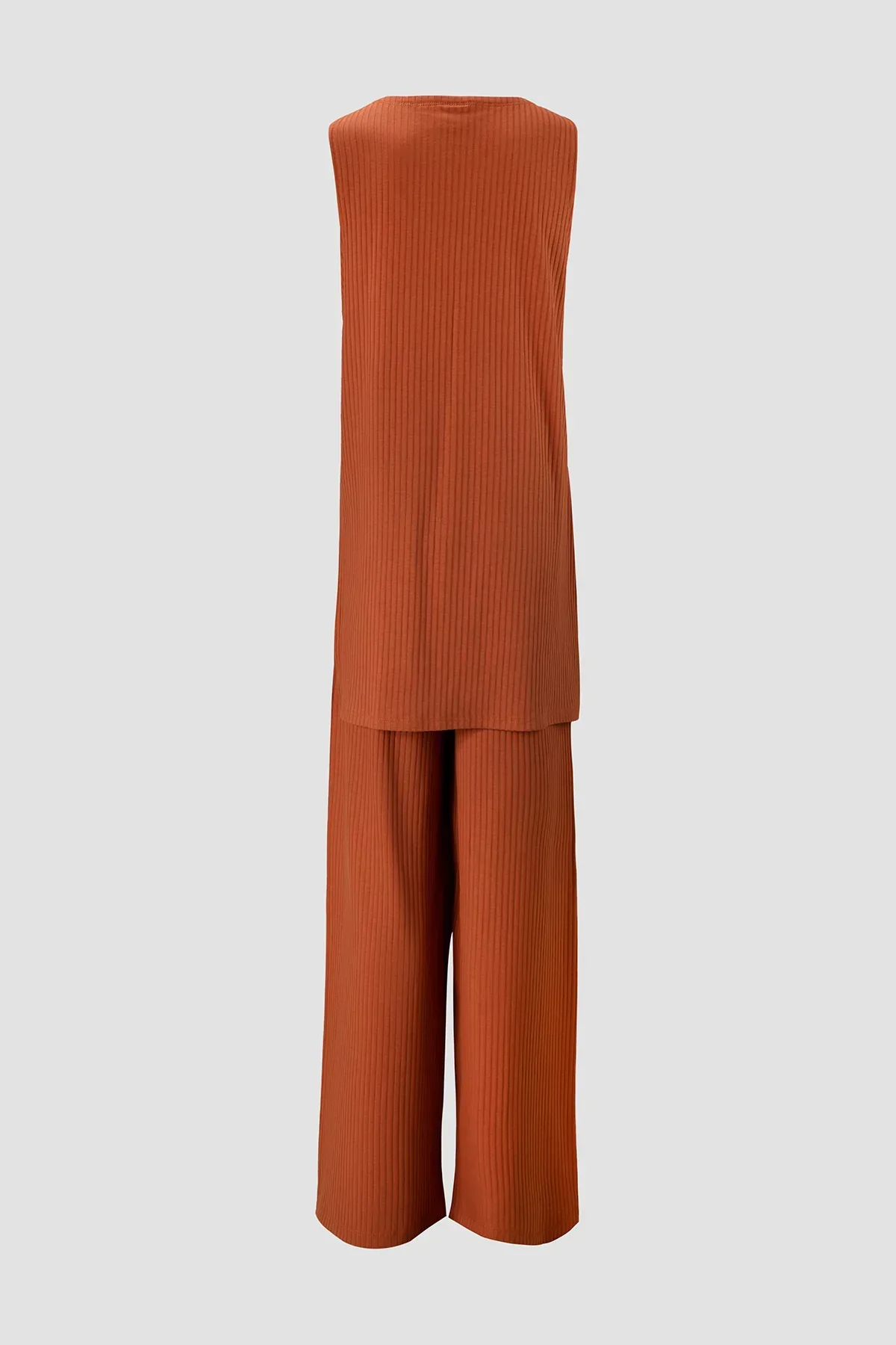 WOMEN SLEEVELESS CO-ORD SET - COGNAC - Image 3