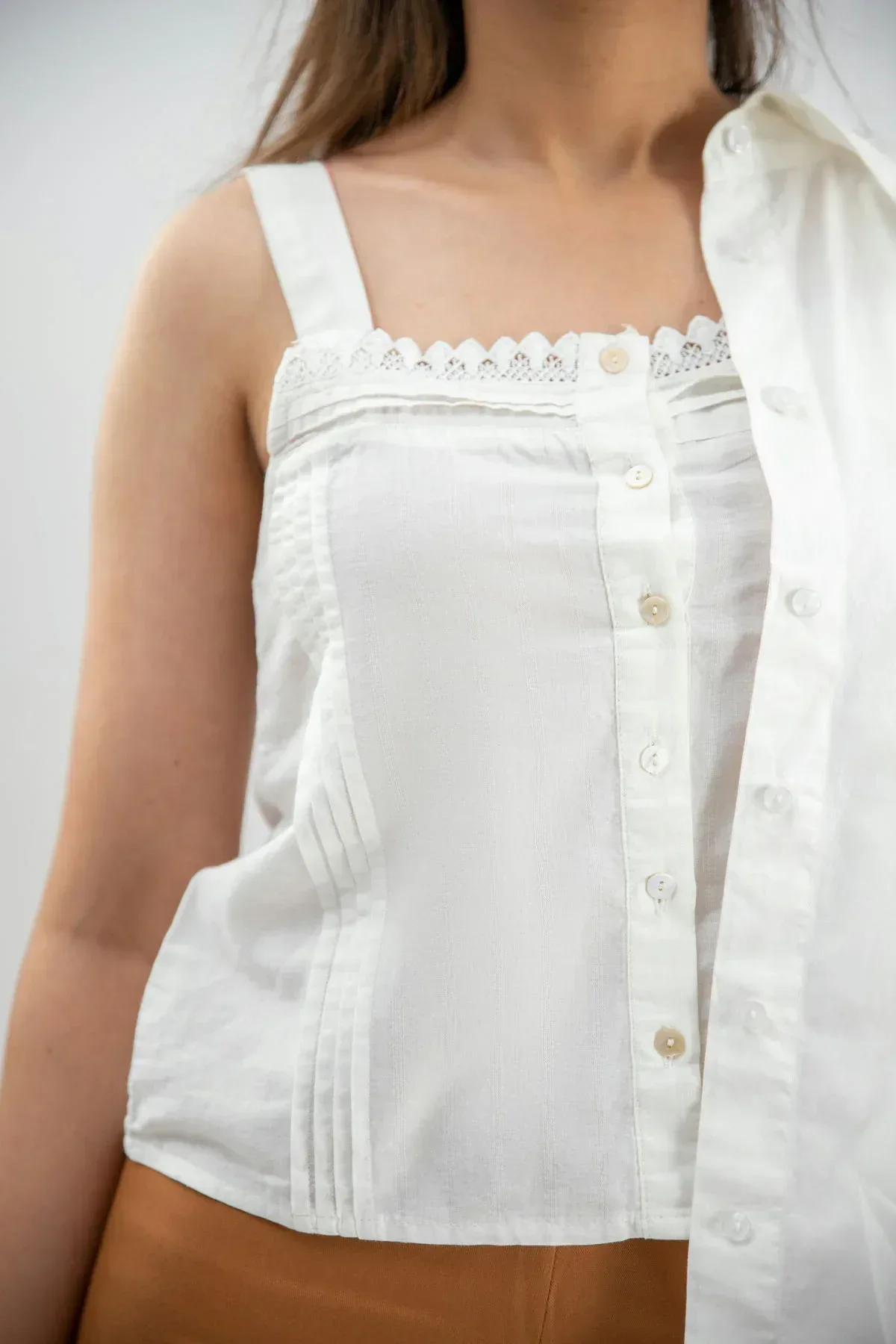 CROPPED BLOUSE WITH LACE FOR WOMEN - Image 2