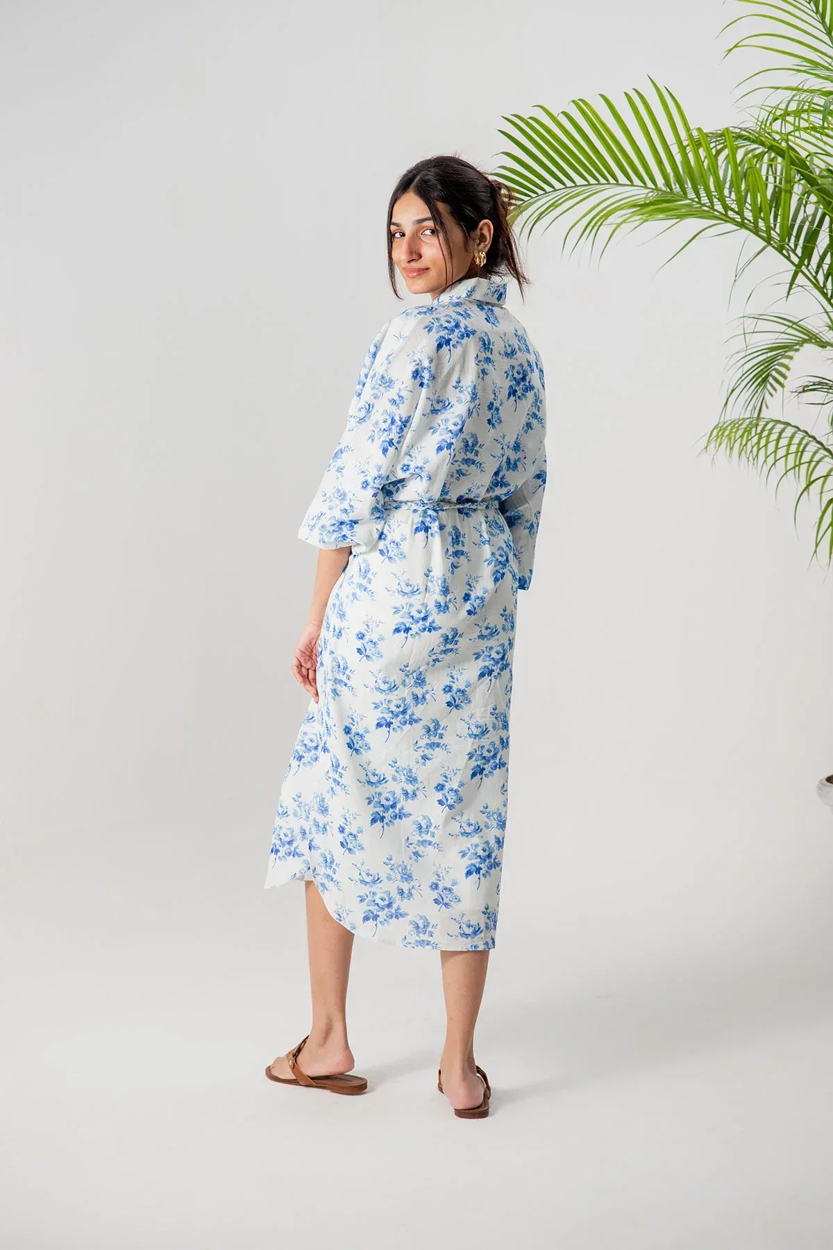 FLORAL LONG DRESS FOR WOMEN - BLUE - Image 2