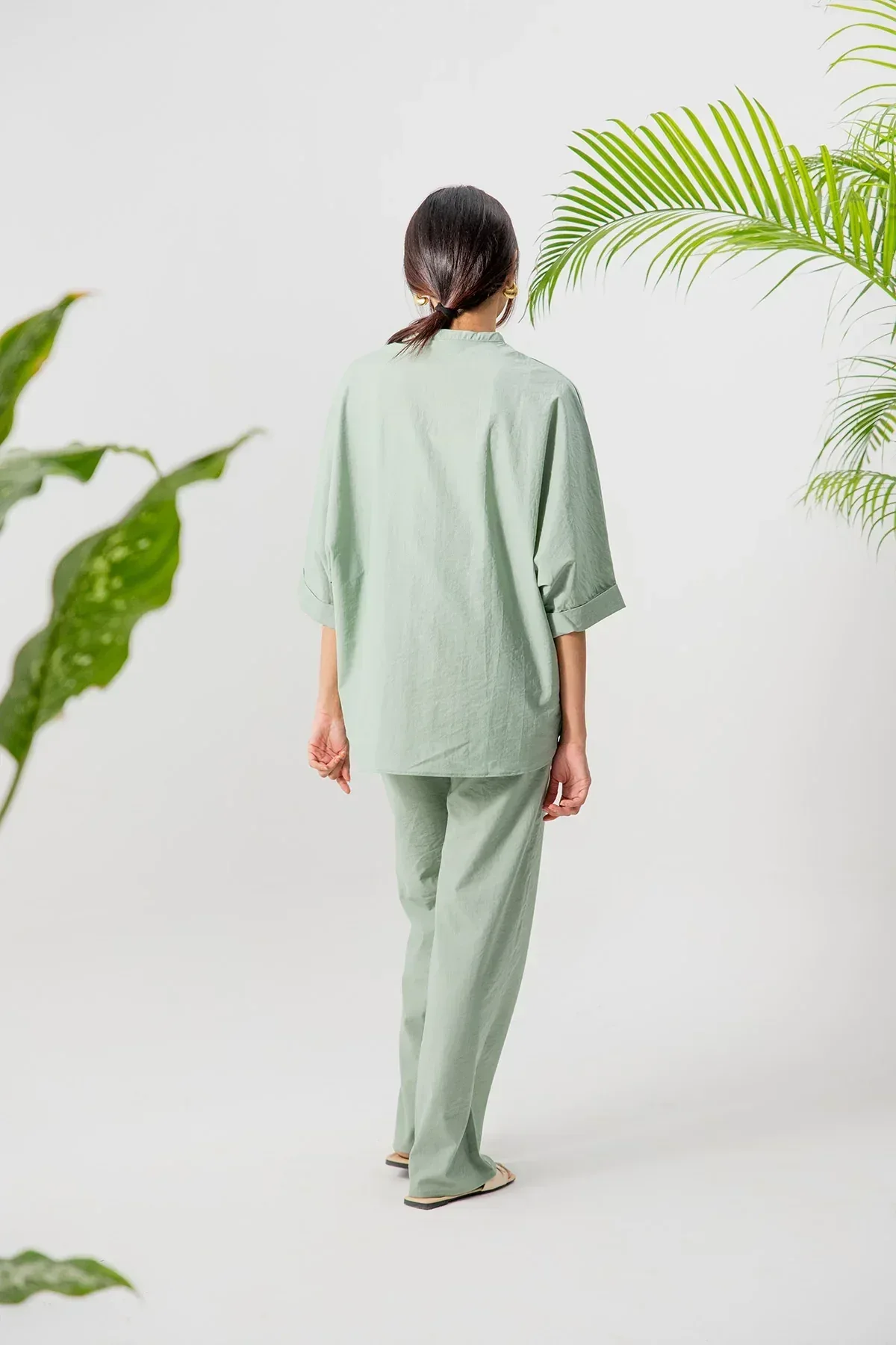 SOLID CO-ORD SET FOR WOMEN - SAGE GREEN - Image 3