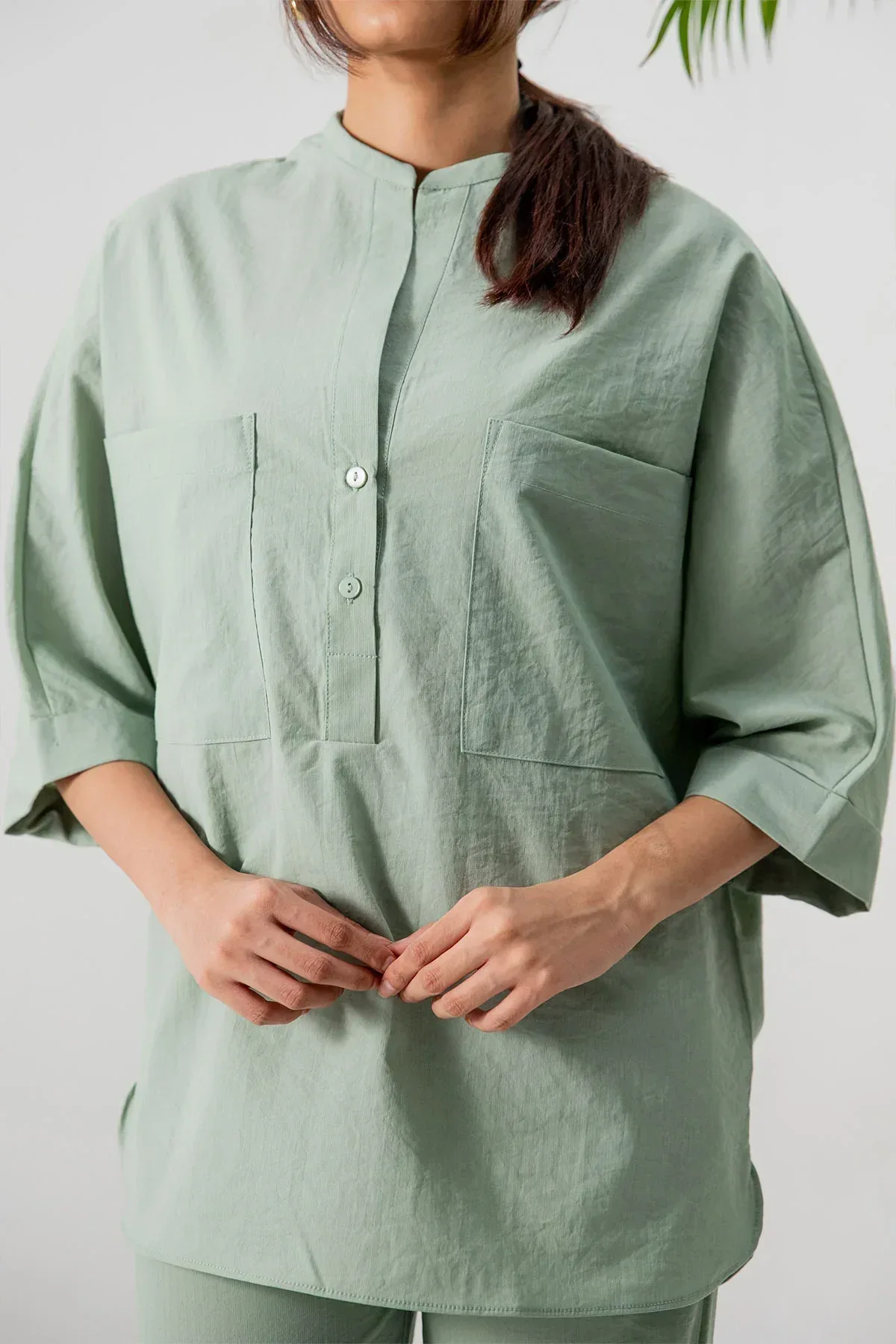 SOLID CO-ORD SET FOR WOMEN - SAGE GREEN - Image 4