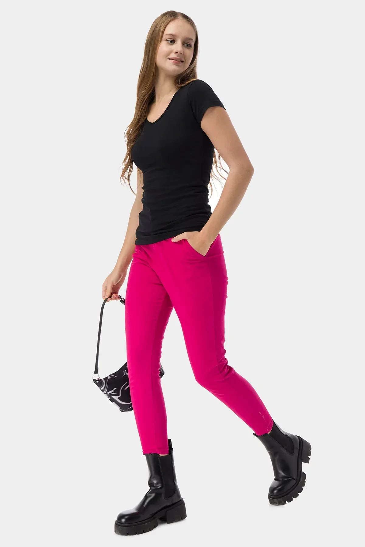 SOLID T-SHIRT FOR WOMEN - BLACK - Image 3