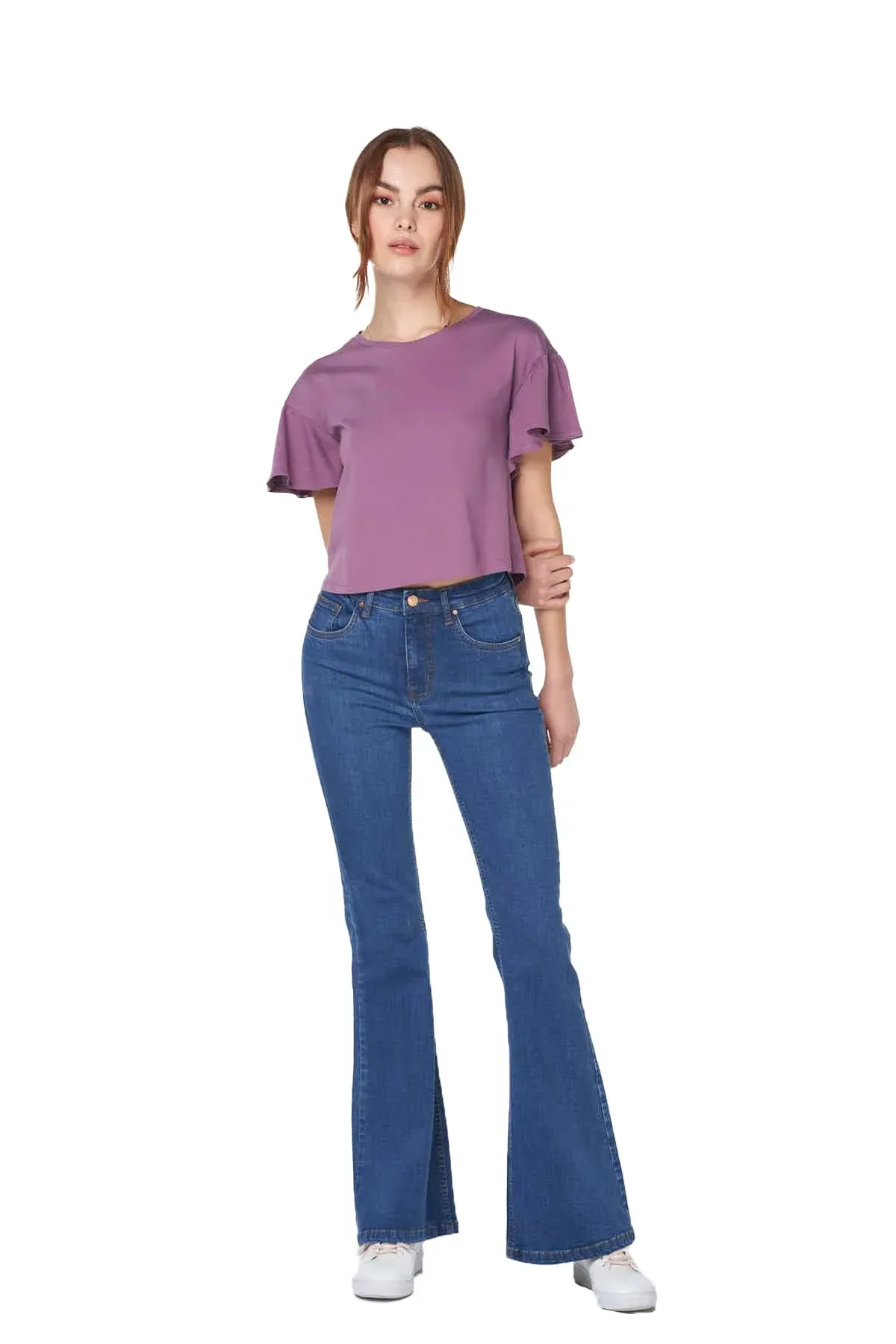 SOLID T-SHIRT FOR WOMEN - PURPLE - Image 4
