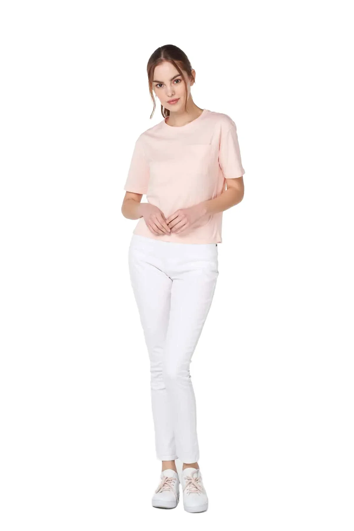 SOLID T-SHIRT FOR WOMEN - PINK - Image 3