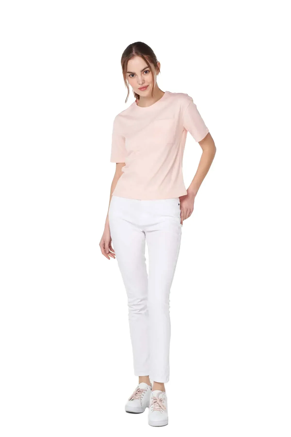 SOLID T-SHIRT FOR WOMEN - PINK - Image 4
