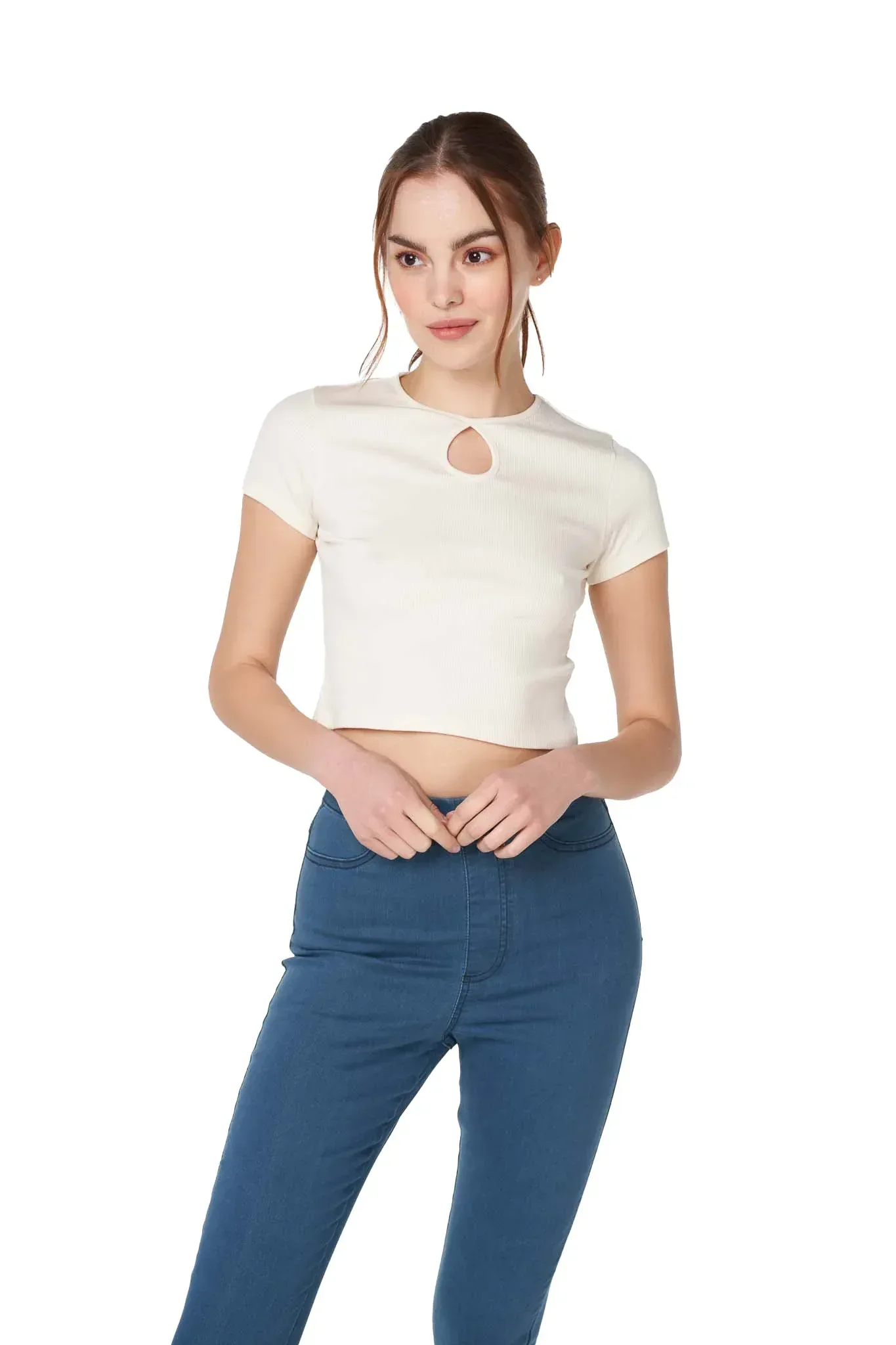 SOLID T-SHIRT FOR WOMEN - EGRET