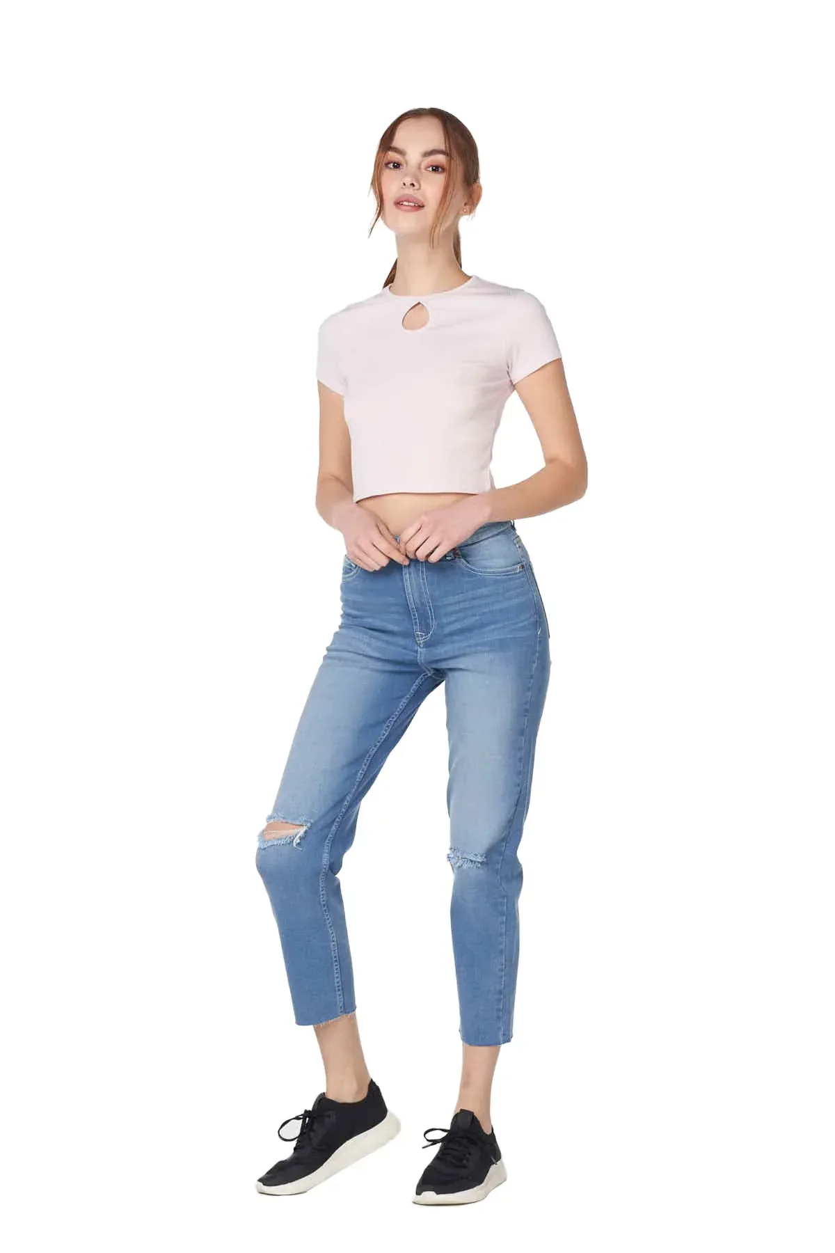 MOM FIT JEANS FOR WOMEN - LIGHT BLUE - Image 3