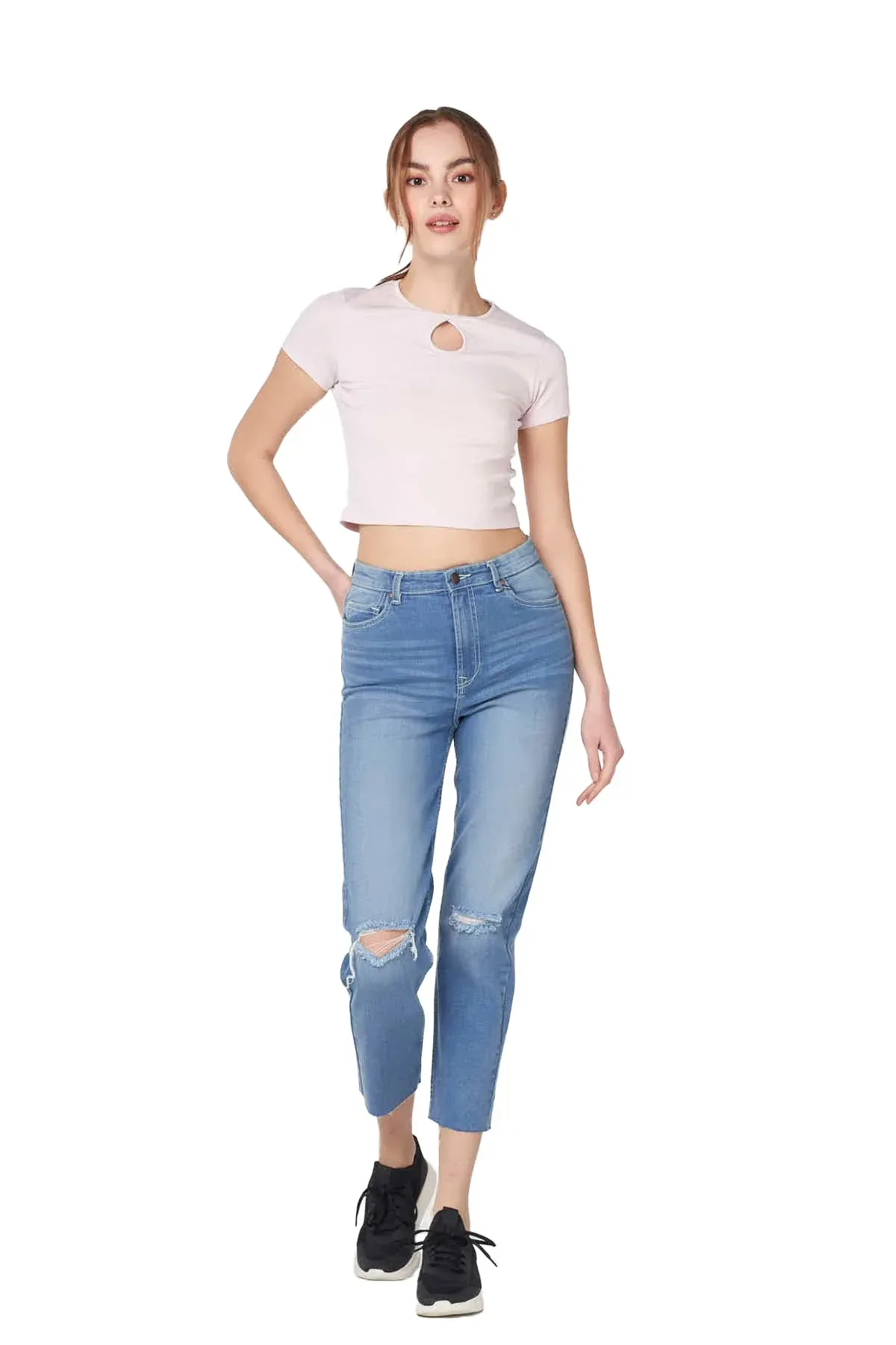 MOM FIT JEANS FOR WOMEN - LIGHT BLUE - Image 4