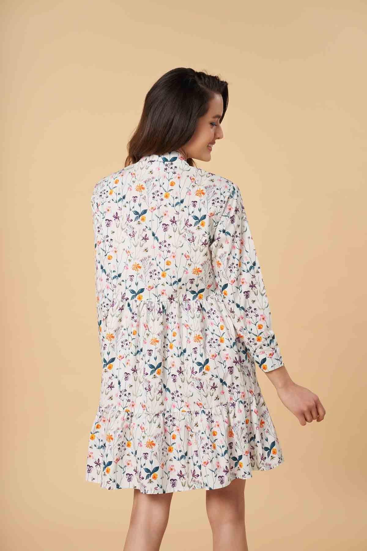 PRINTED DRESS FOR WOMEN - WHITE - Image 2