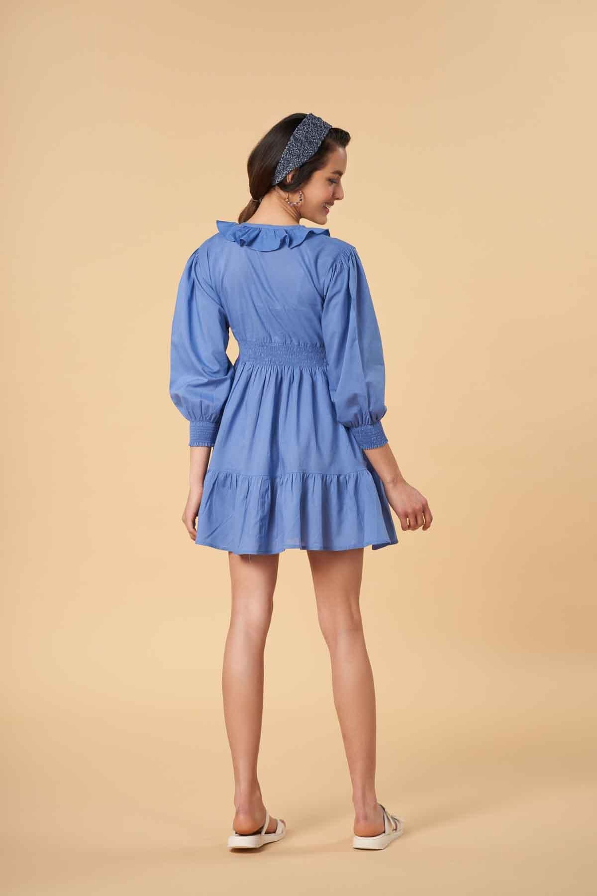 MIDI DRESS FOR WOMEN - BLUE - Image 2
