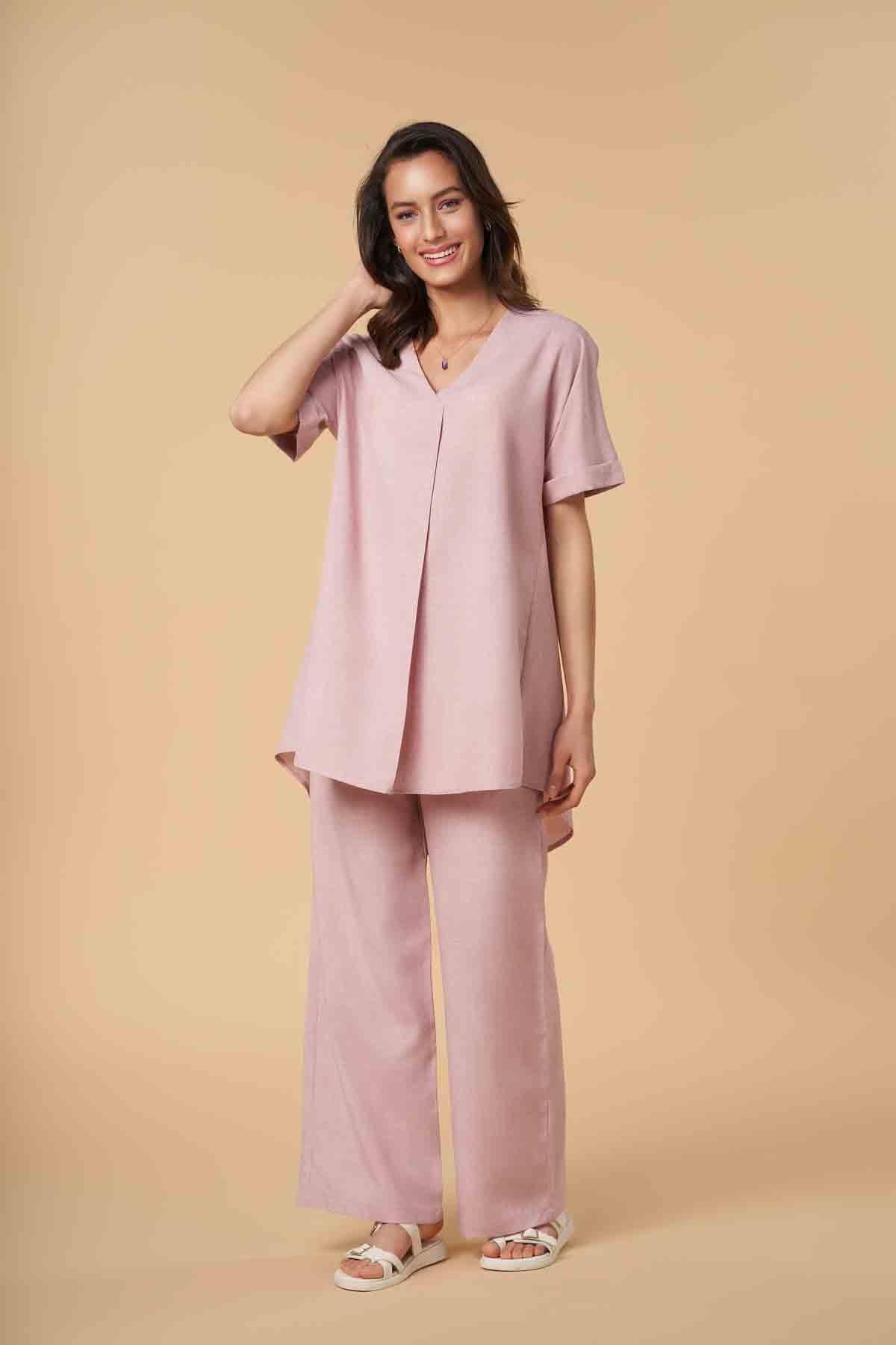 SOLID CO-ORD SET FOR WOMEN - PINK