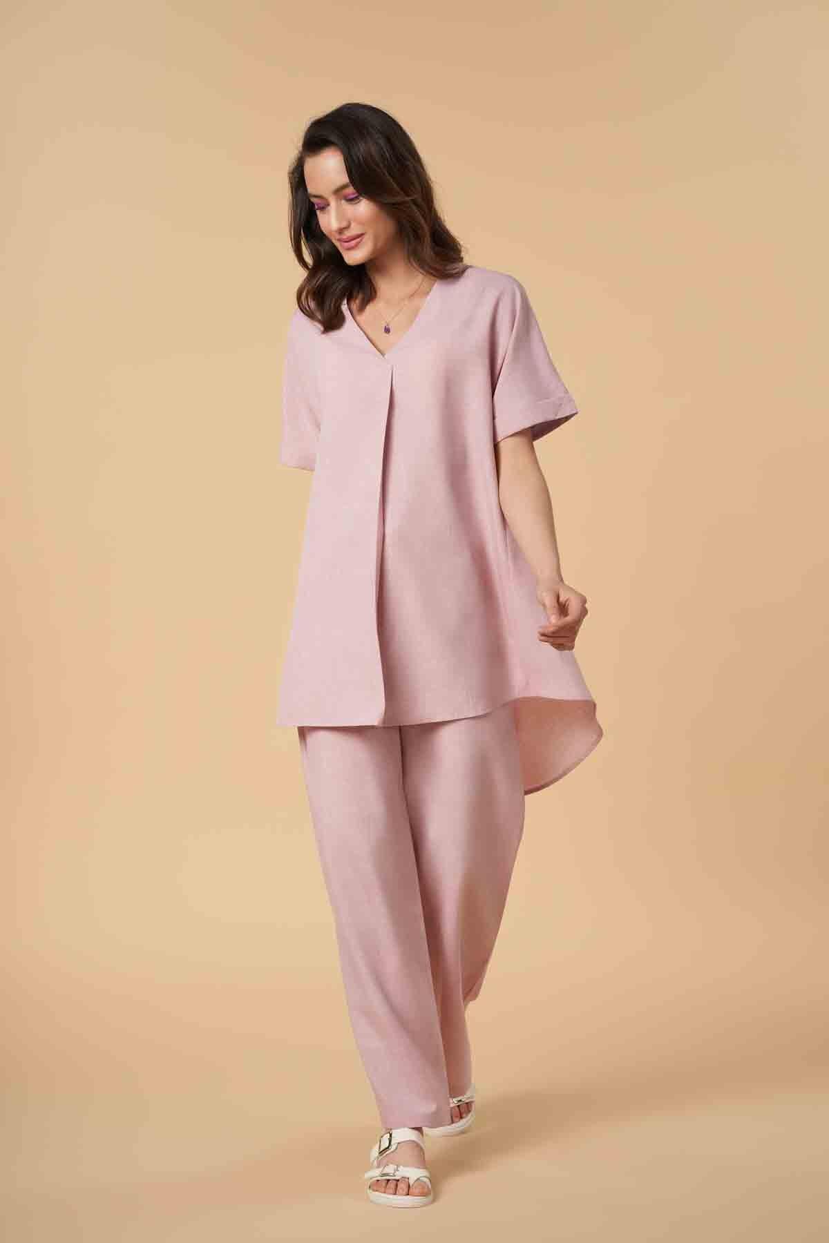 SOLID CO-ORD SET FOR WOMEN - PINK - Image 3