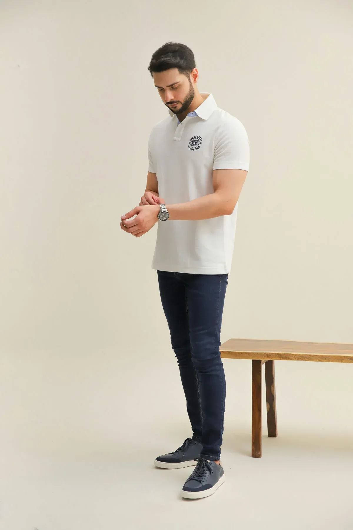 POLO SHIRT FOR MEN - WHITE - Image 3