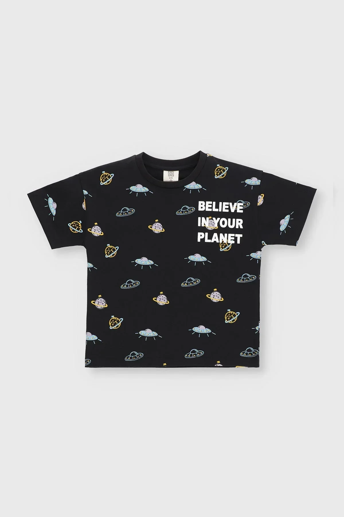 SPACE T-SHIRT FOR BOYS - BLACK