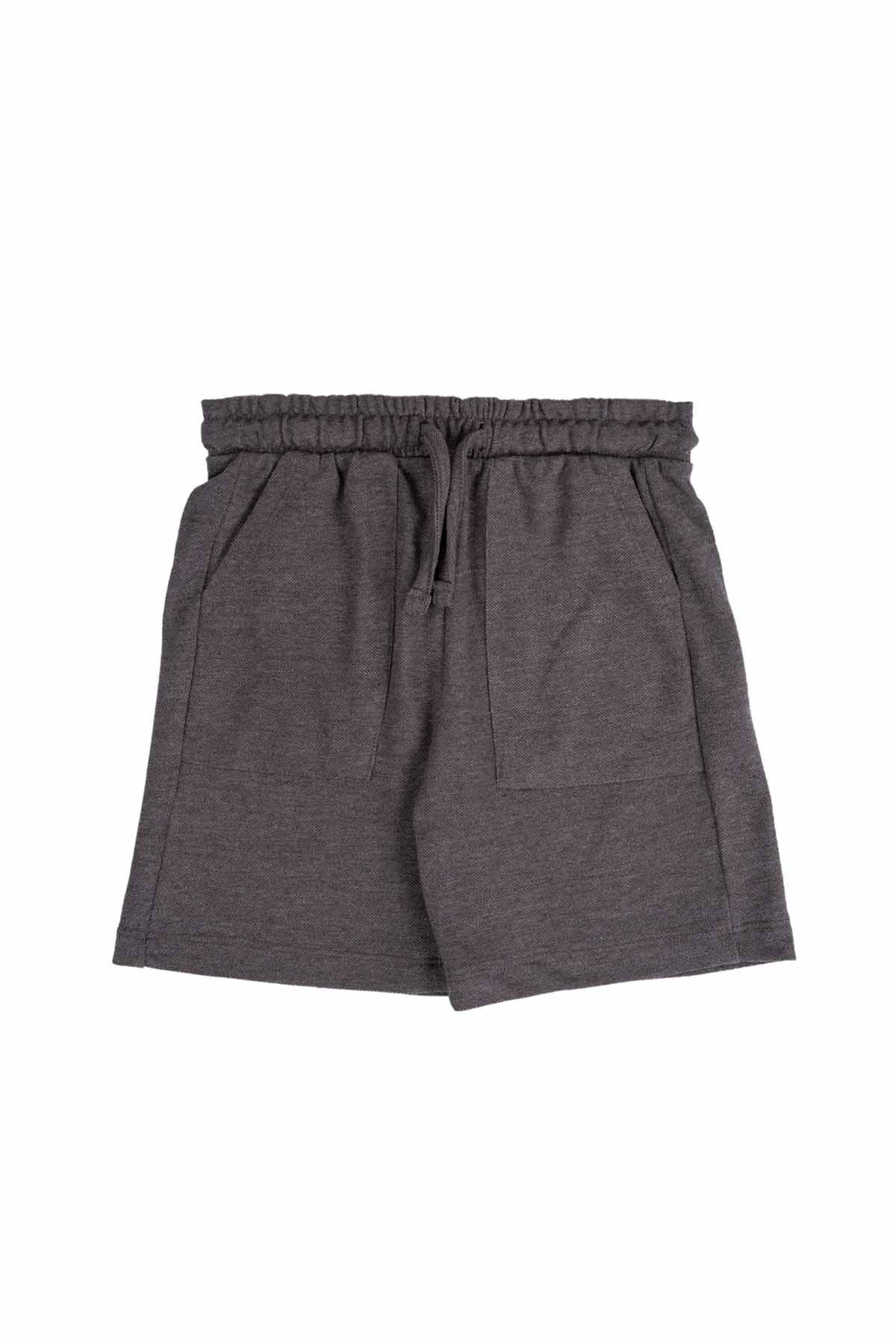 SOLID CASUAL SHORT FOR BOYS - ANTHRA MELANGE