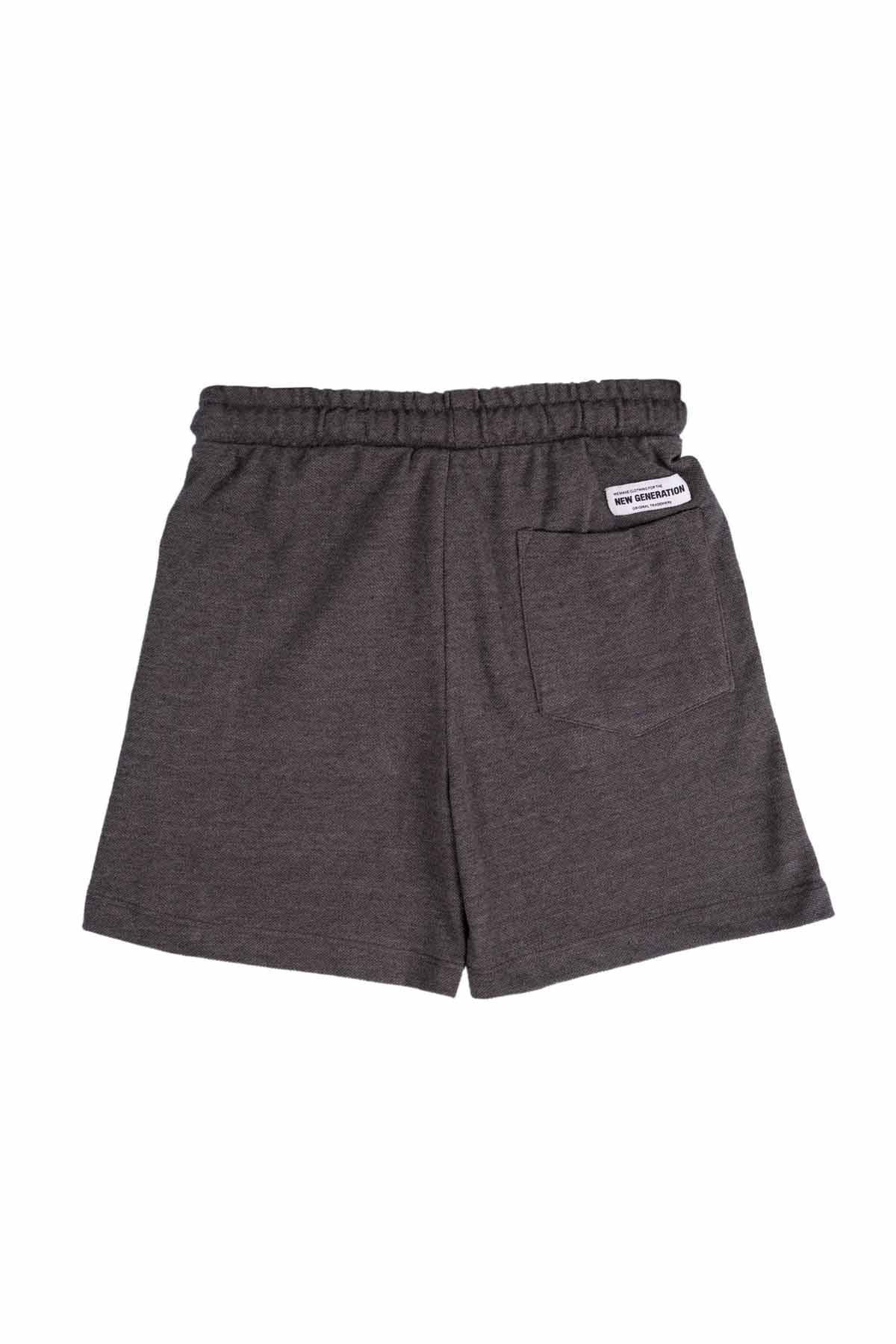 SOLID CASUAL SHORT FOR BOYS - ANTHRA MELANGE - Image 2
