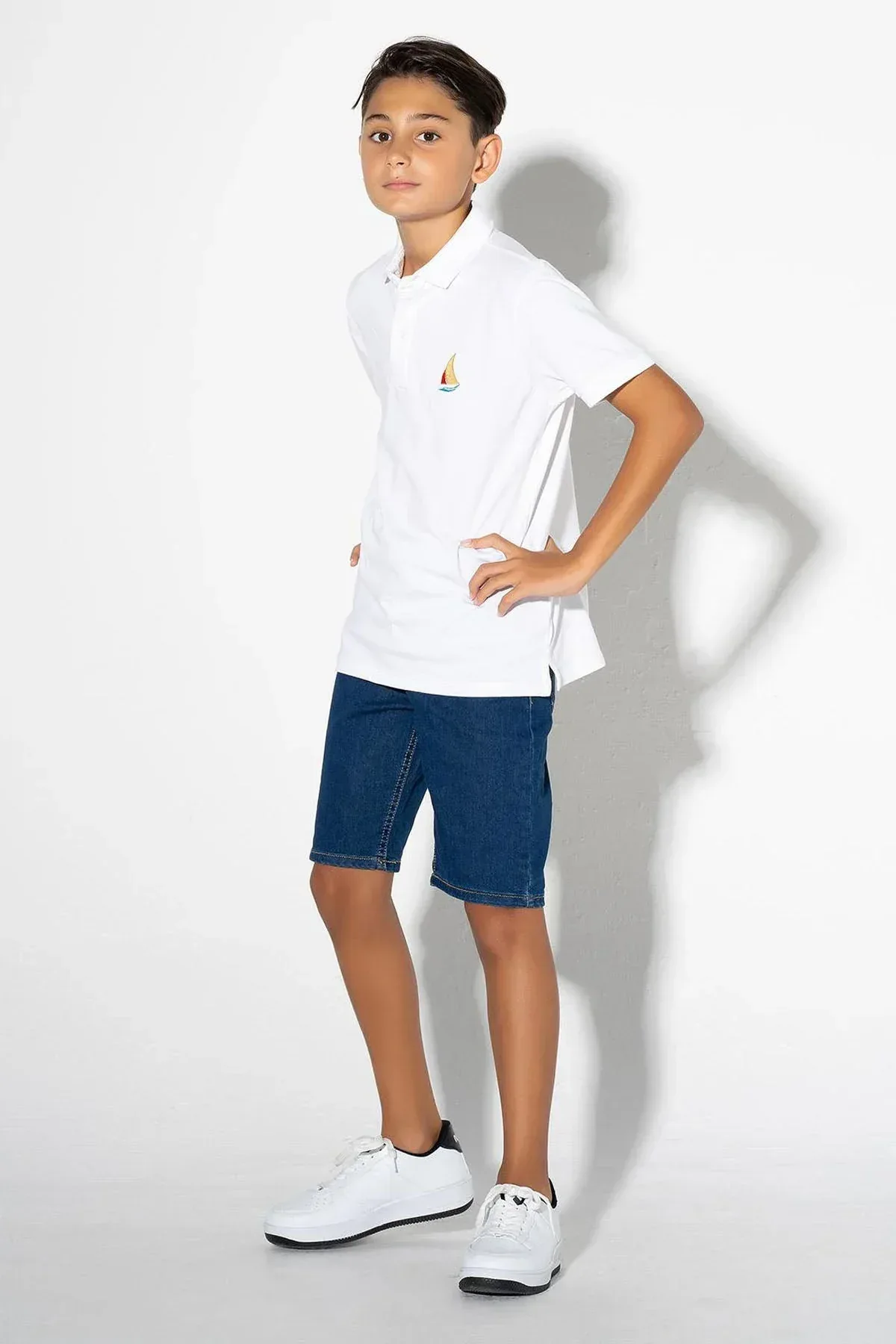 CASUAL POLO SHIRT FOR BOYS - WHITE - Image 3