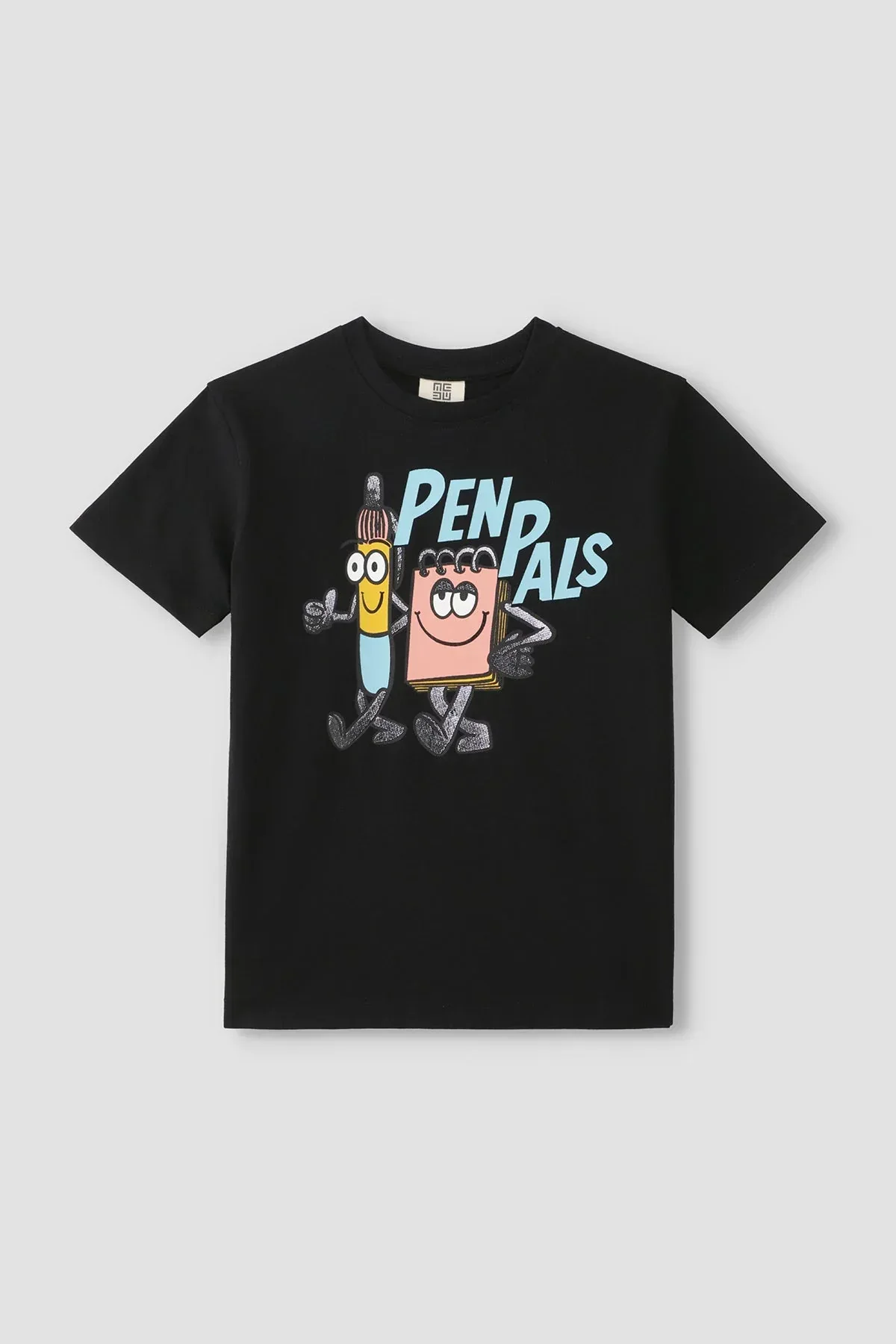 PEN PALS ILLUSTRATION T-SHIRT FOR BOYS - BLACK