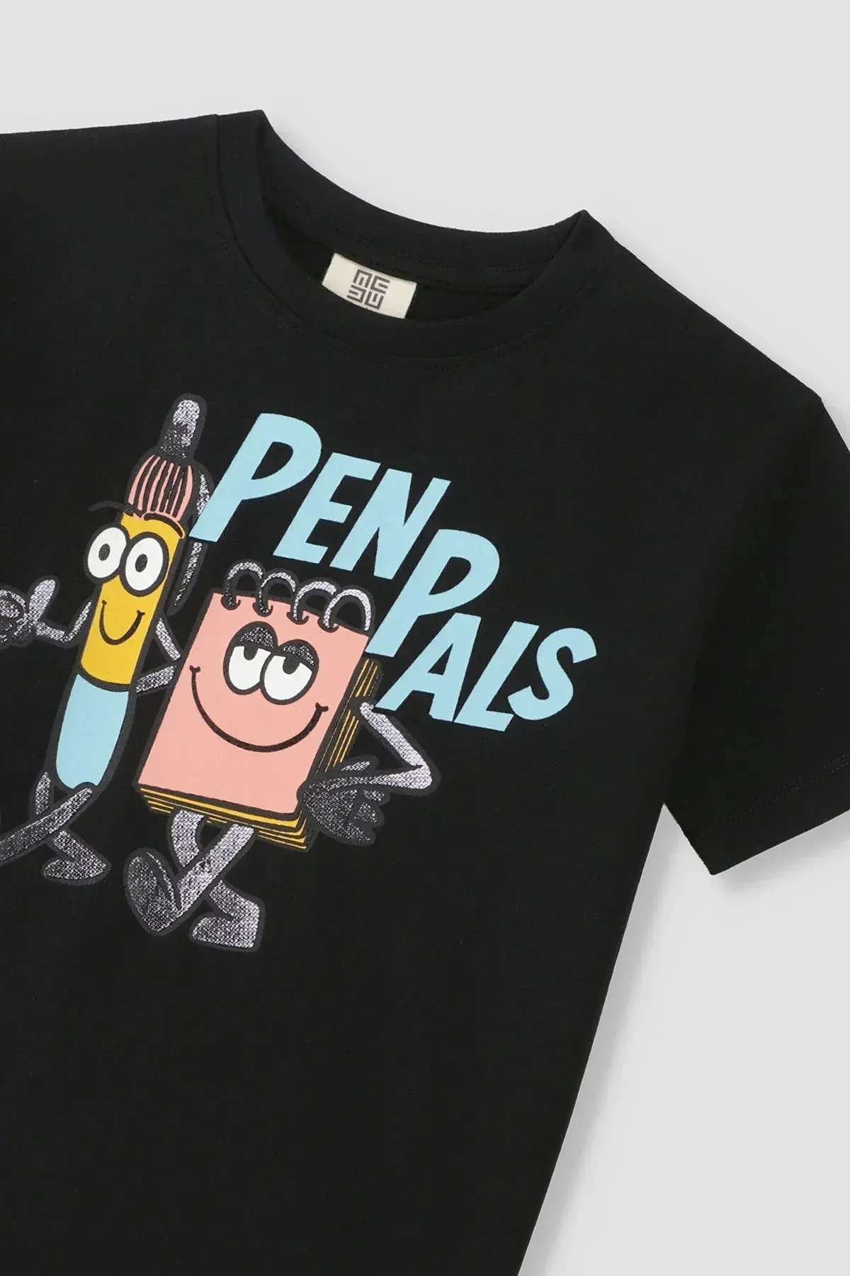 PEN PALS ILLUSTRATION T-SHIRT FOR BOYS - BLACK - Image 3