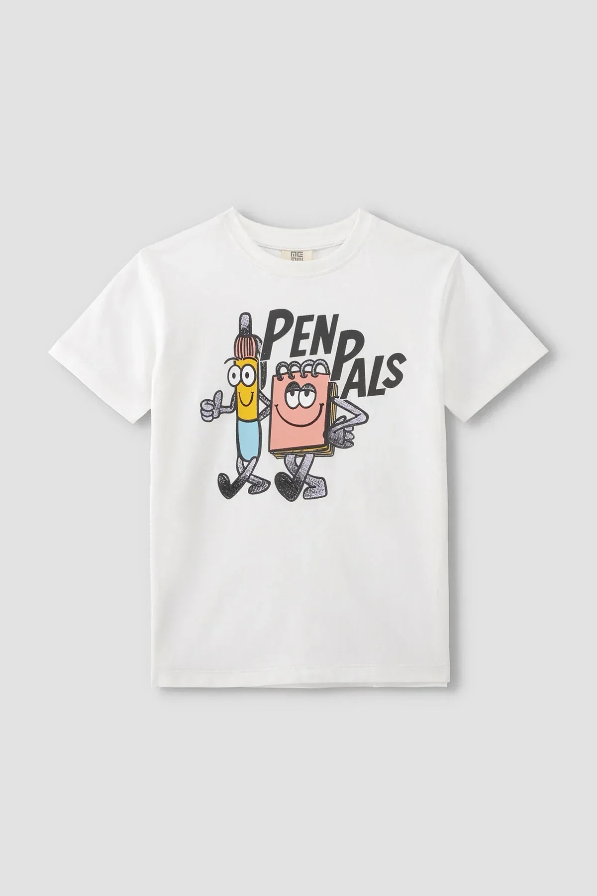 PEN PALS ILLUSTRATION T-SHIRT FOR BOYS - EGRET