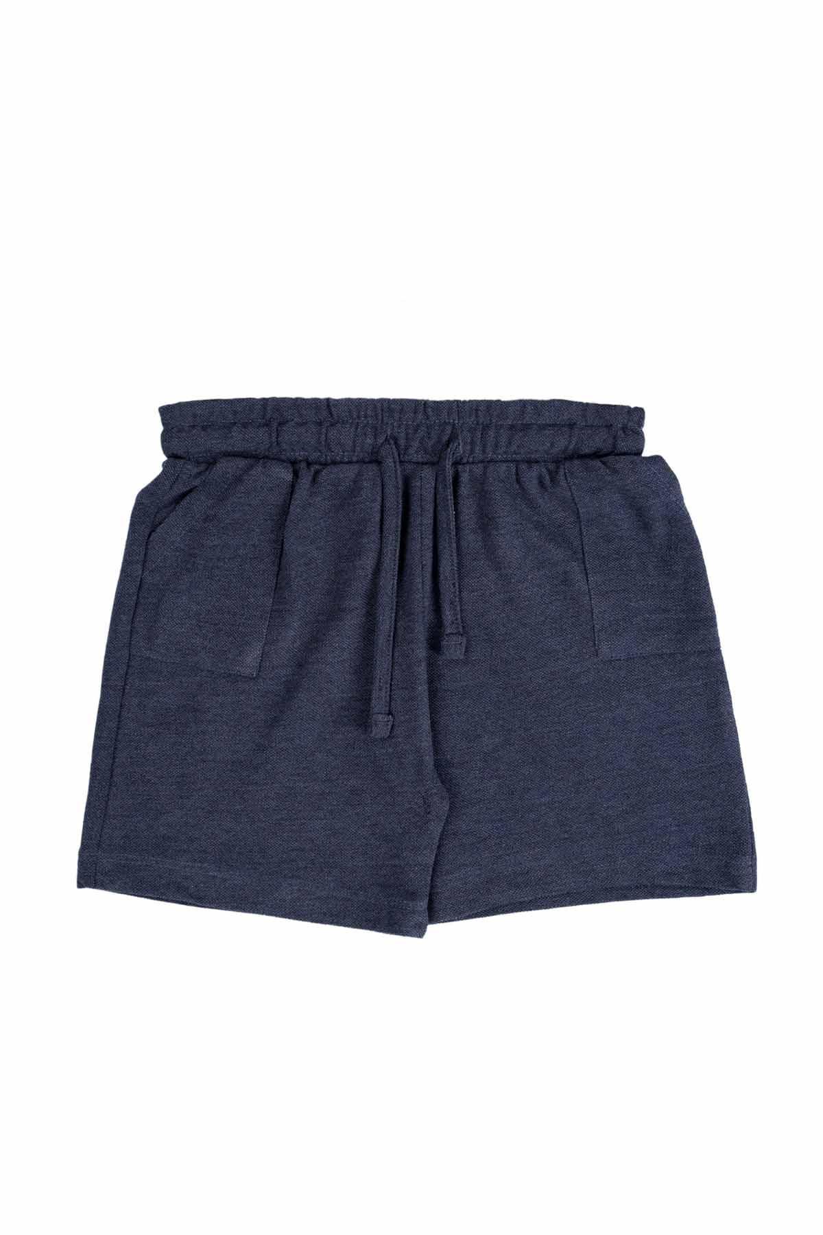 SOLID CASUAL SHORT FOR BABY BOYS - NAVY MELANGE