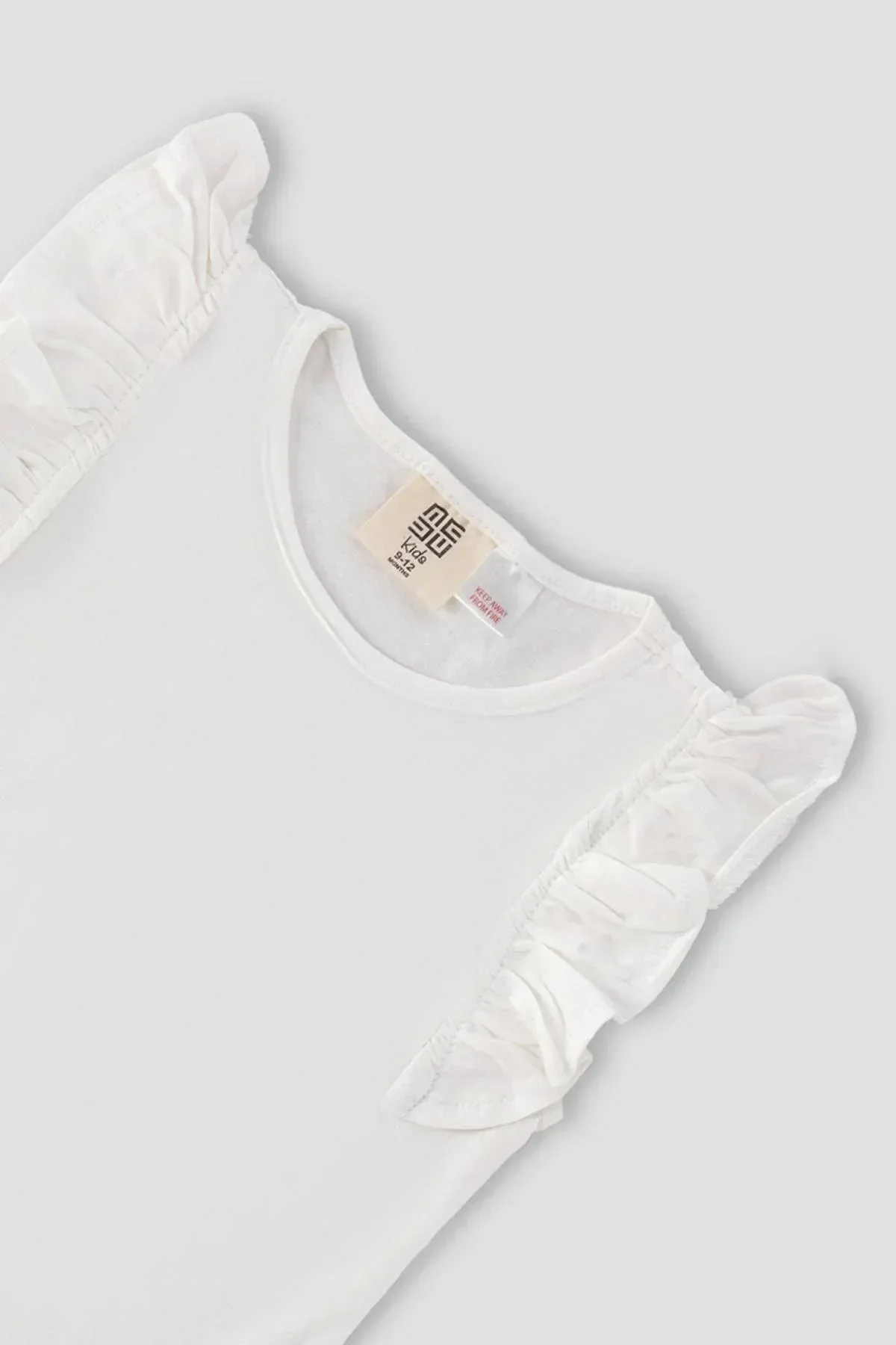SOLID T-SHIRT FOR BABY GIRLS - WHITE - Image 2