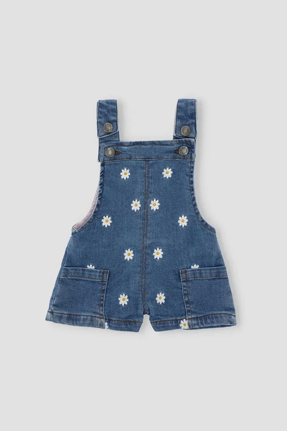 DENIM ROMPER DRESS FOR BABY GIRLS - MID BLUE
