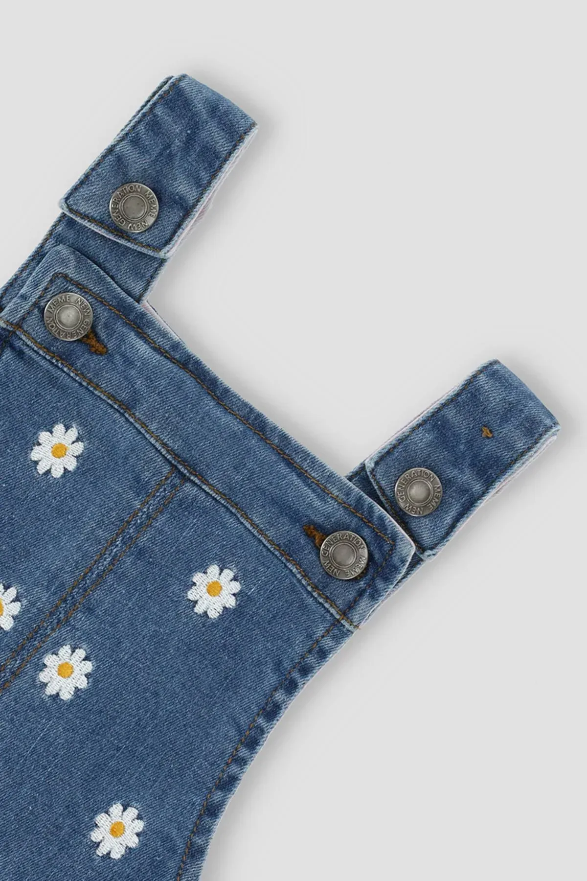 DENIM ROMPER DRESS FOR BABY GIRLS - MID BLUE - Image 2