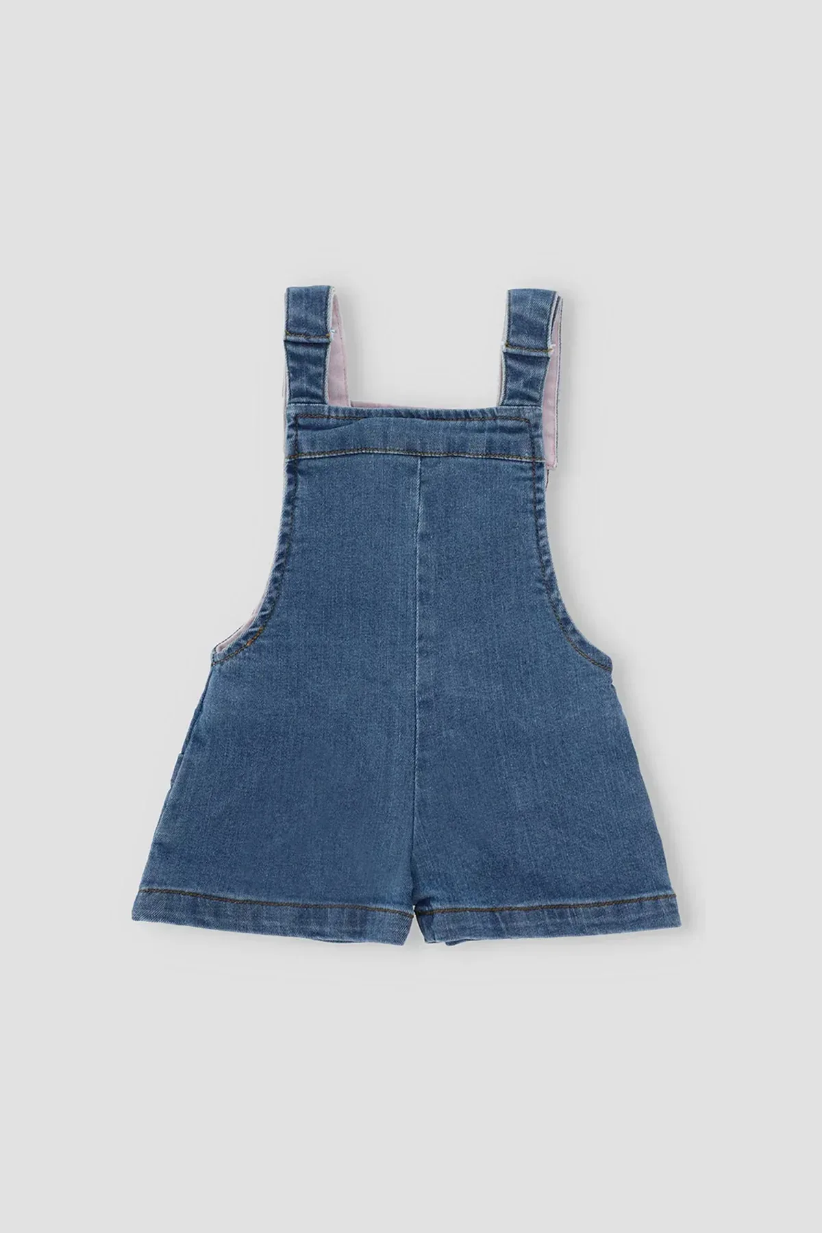 DENIM ROMPER DRESS FOR BABY GIRLS - MID BLUE - Image 3