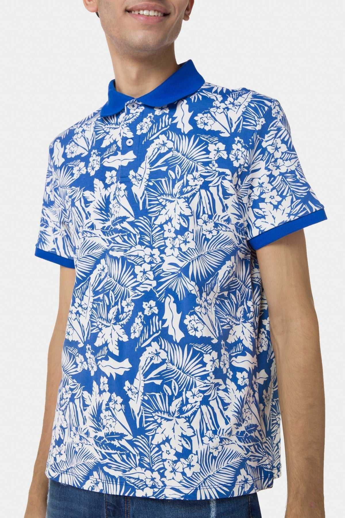 PRINTED POLO SHIRT FOR MEN - BLUE - Image 4