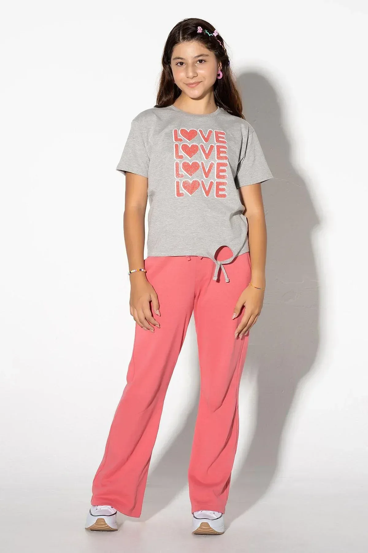 PRINTED T-SHIRT FOR GIRLS - HEATHER GREY