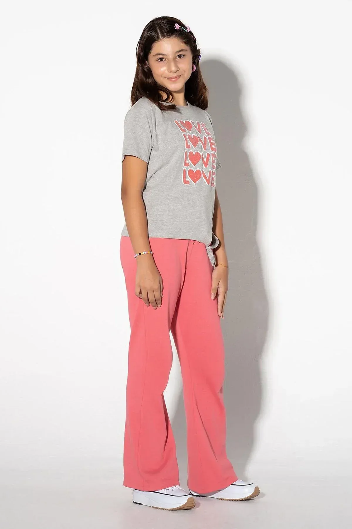 PRINTED T-SHIRT FOR GIRLS - HEATHER GREY - Image 2