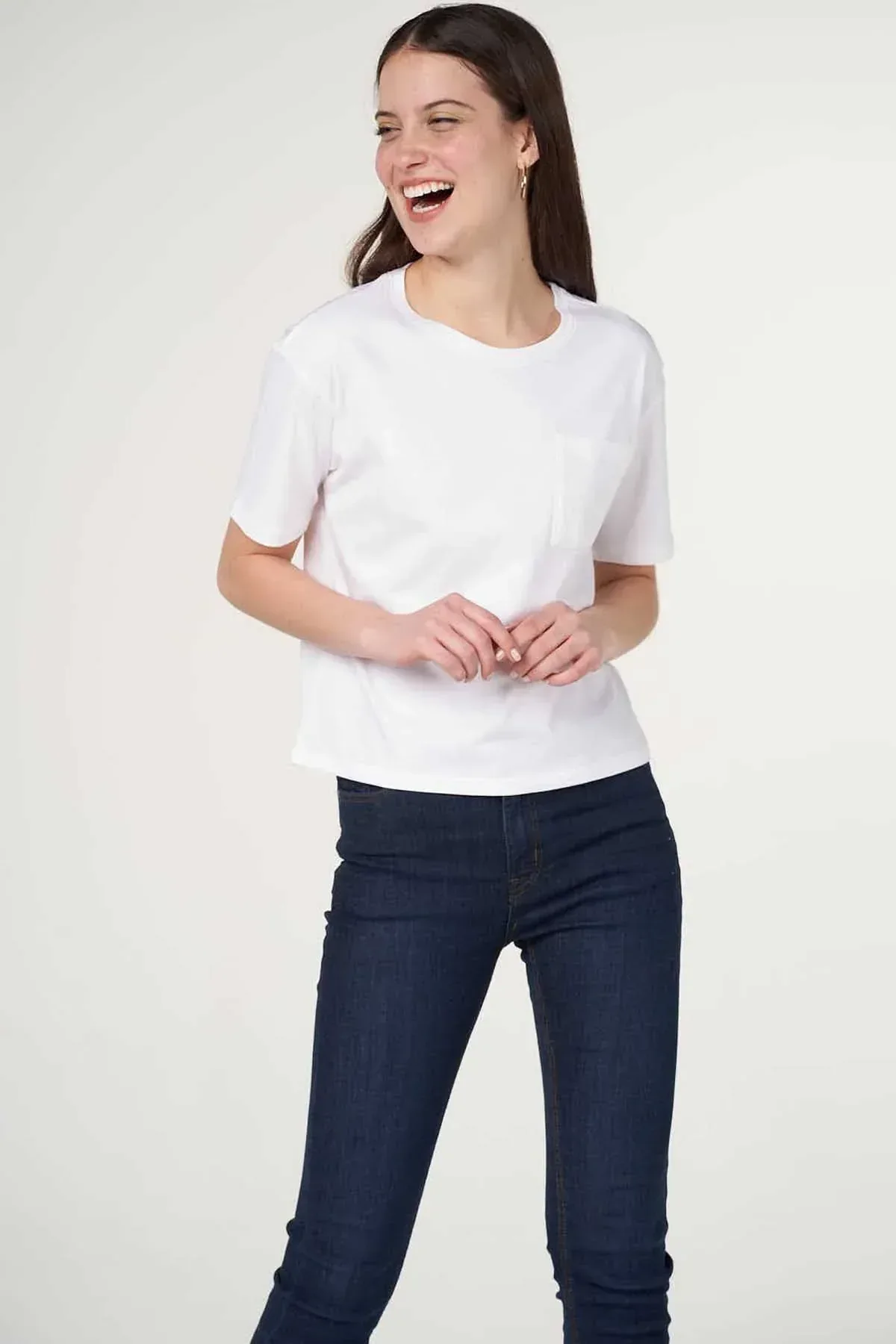 SOLID T-SHIRT FOR WOMEN - WHITE - Image 3