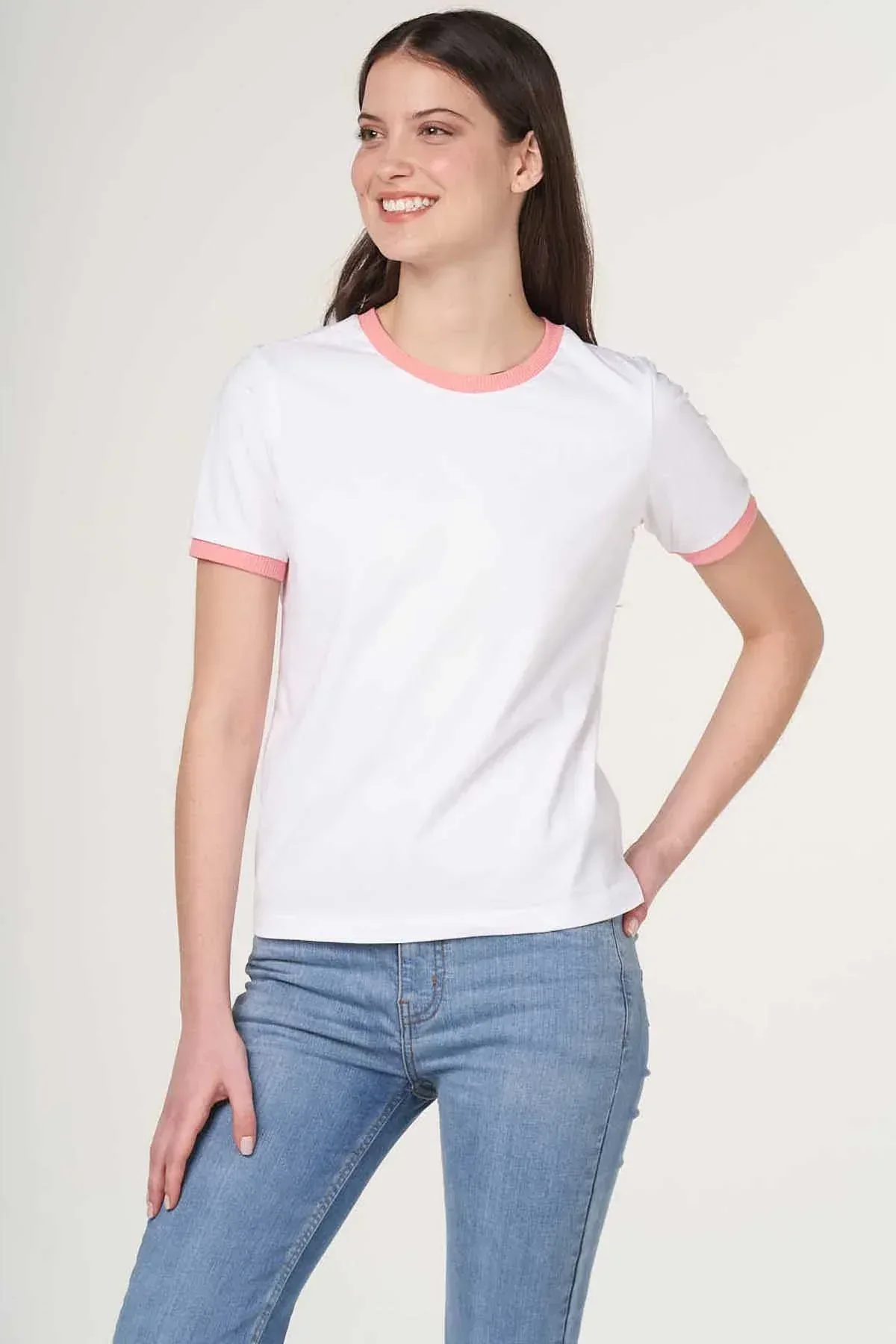 SOLID T-SHIRT FOR WOMEN - FLAMINGO - Image 2