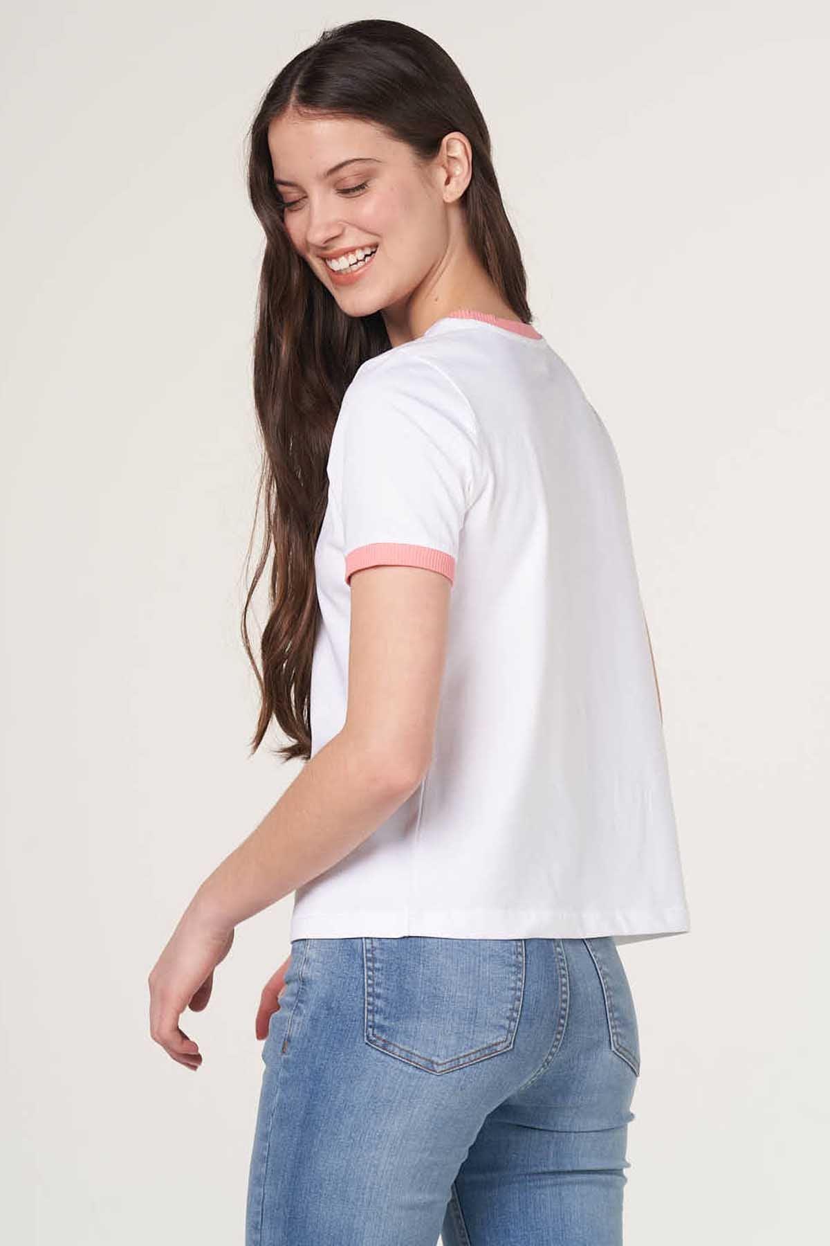 SOLID T-SHIRT FOR WOMEN - FLAMINGO - Image 3