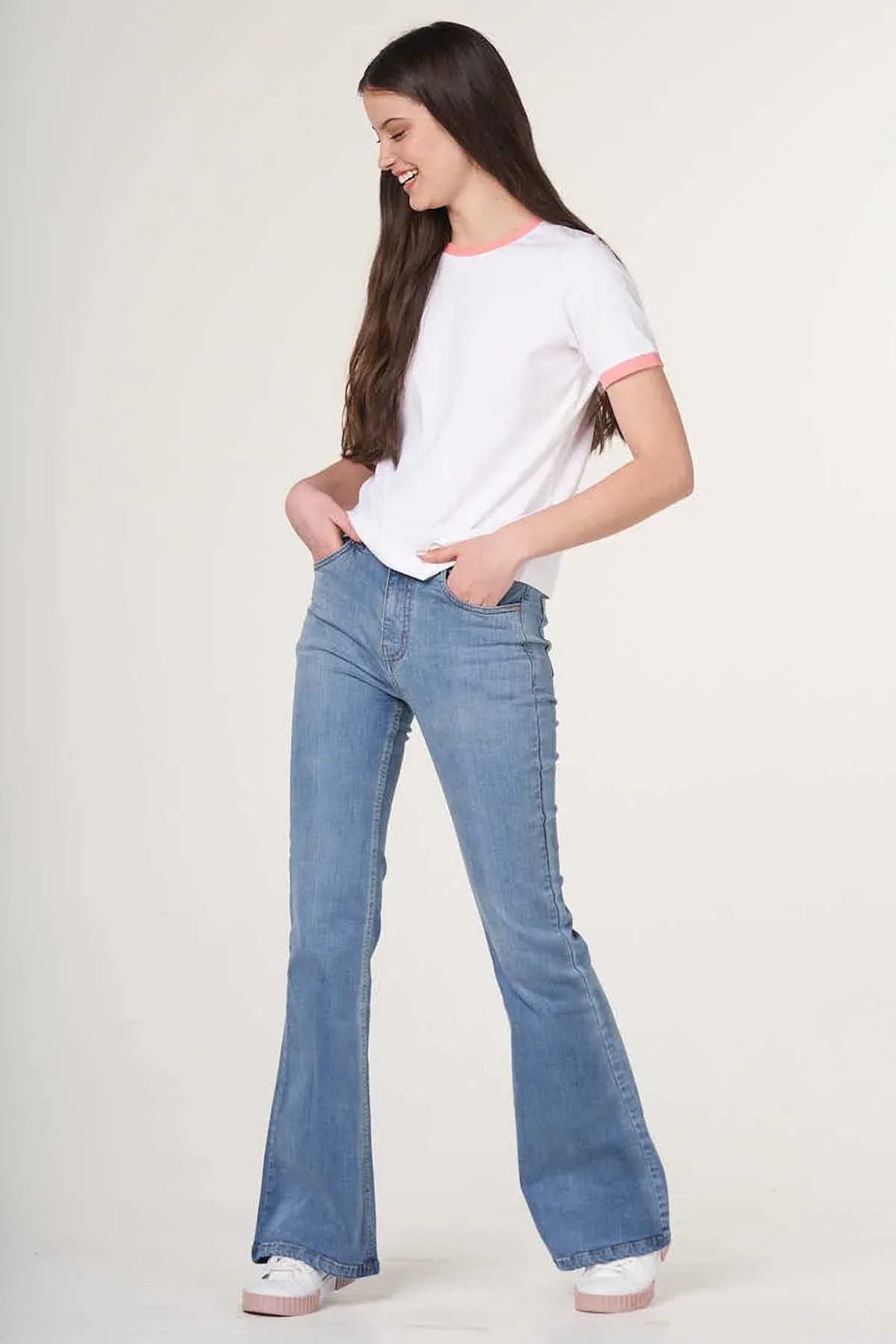 SOLID T-SHIRT FOR WOMEN - FLAMINGO - Image 4