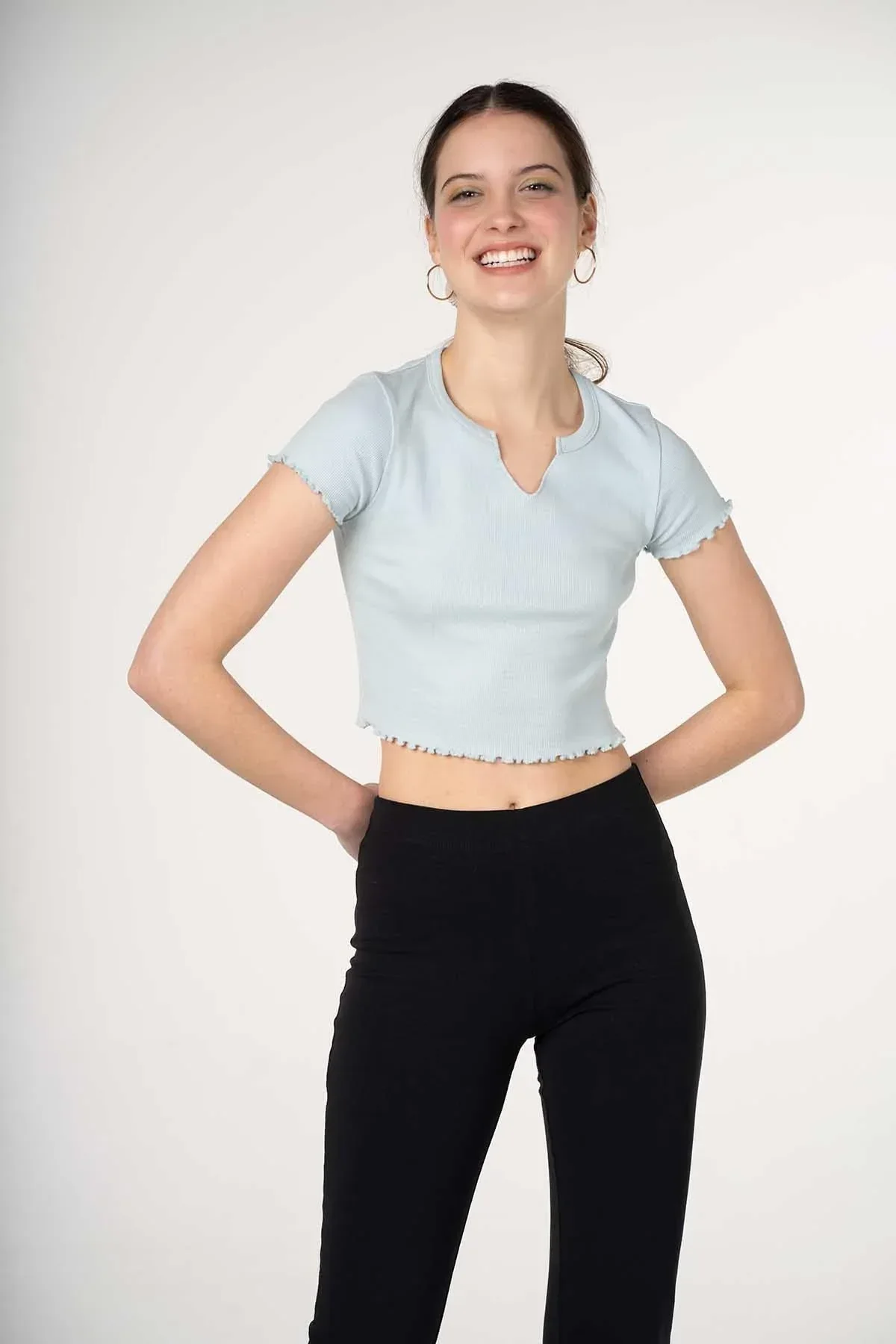 SOLID T-SHIRT FOR WOMEN - SKY BLUE