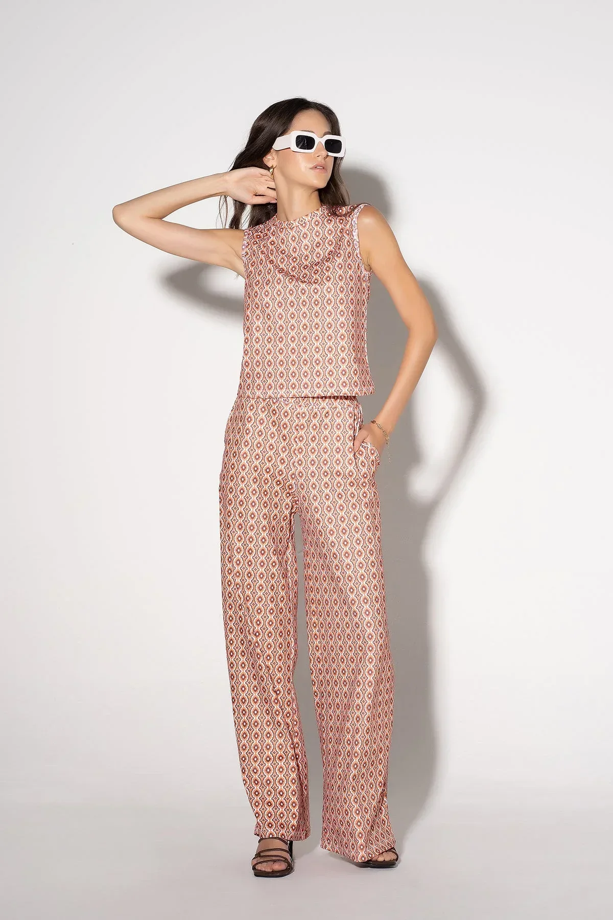 WIDE LEG TROUSER FOR WOMEN - BROWN - Image 2