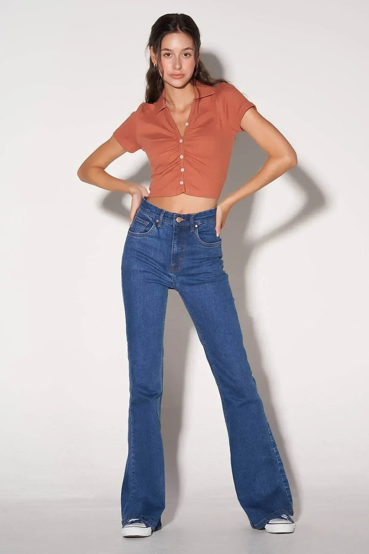 SOLID T-SHIRT FOR WOMEN - BROWN