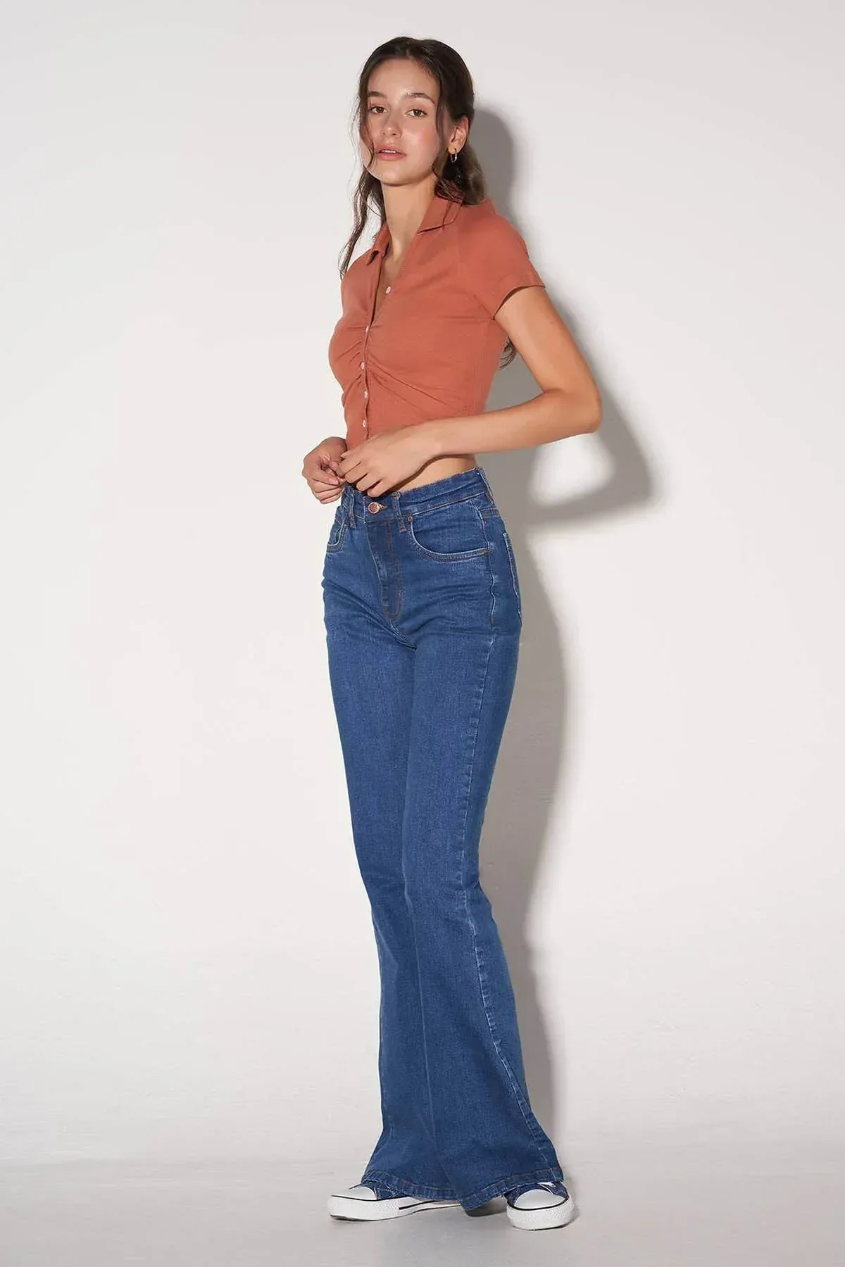 SOLID T-SHIRT FOR WOMEN - BROWN - Image 3
