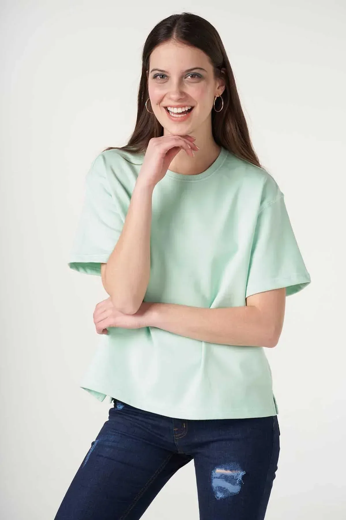 SOLID T-SHIRT FOR WOMEN - BROOK GREEN