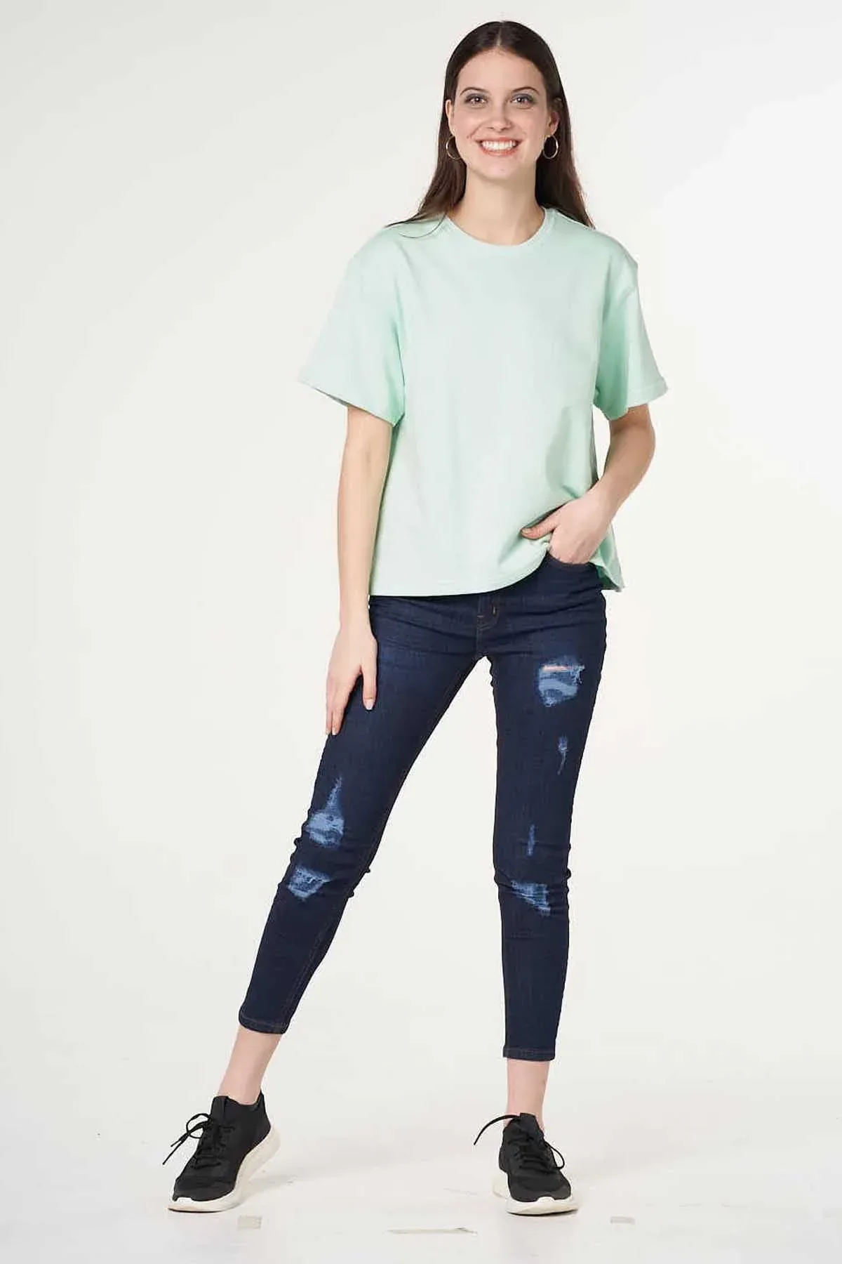SOLID T-SHIRT FOR WOMEN - BROOK GREEN - Image 2