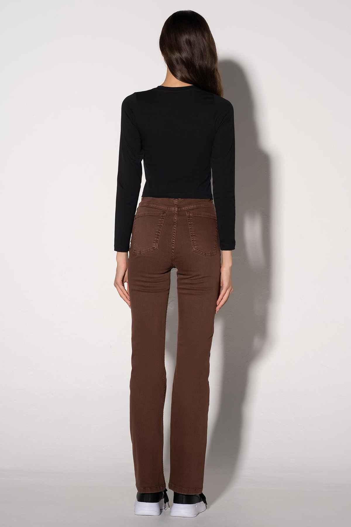 FLARED JEANS FOR WOMEN - BROWN - Image 4