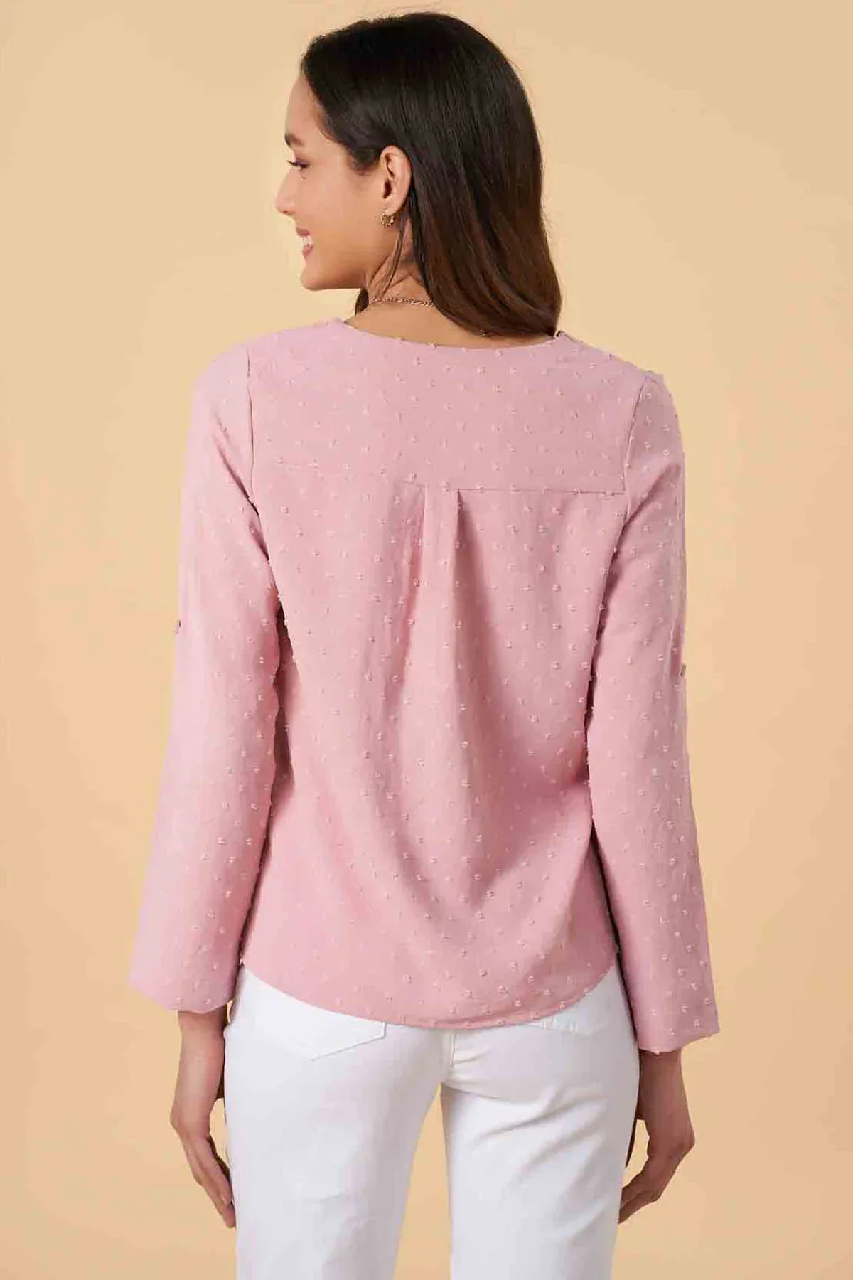 SOLID SHIRT FOR WOMEN - PINK - Image 2